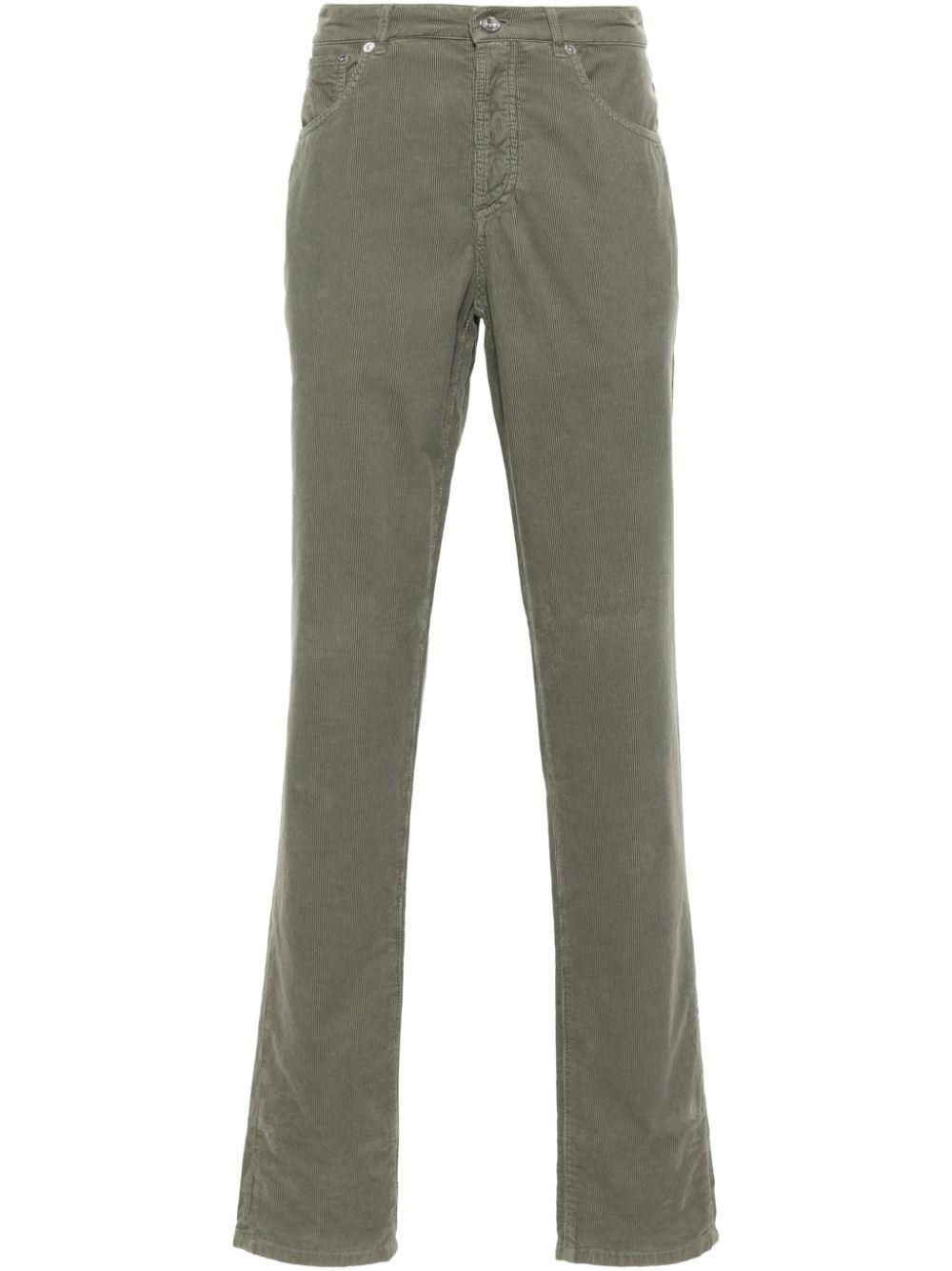 BRUNELLO CUCINELLI Corduroy Slim-cut Trousers In Green Product Image