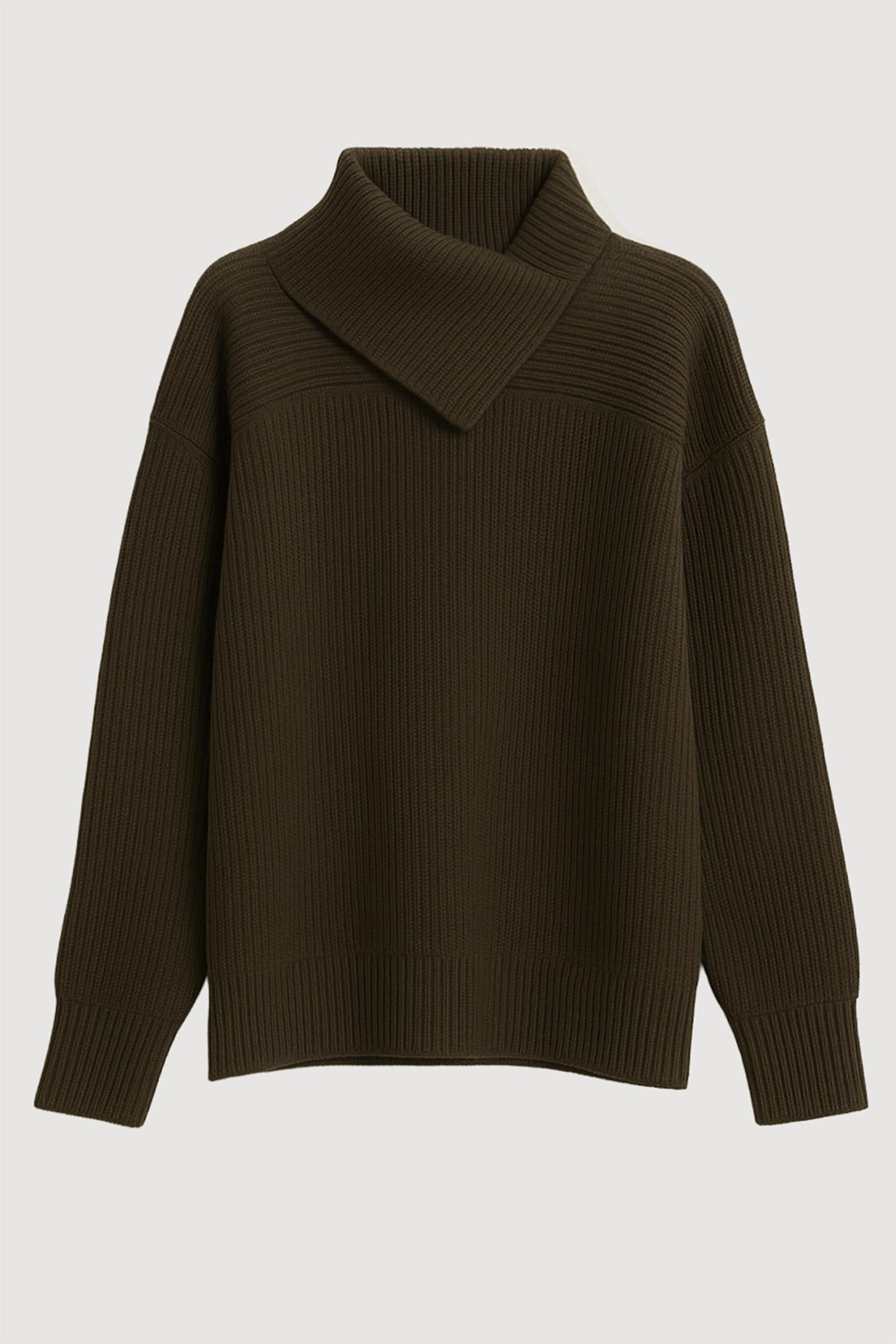 Ezra Organic Cotton-Wool Foldover-Collar Sweater Product Image