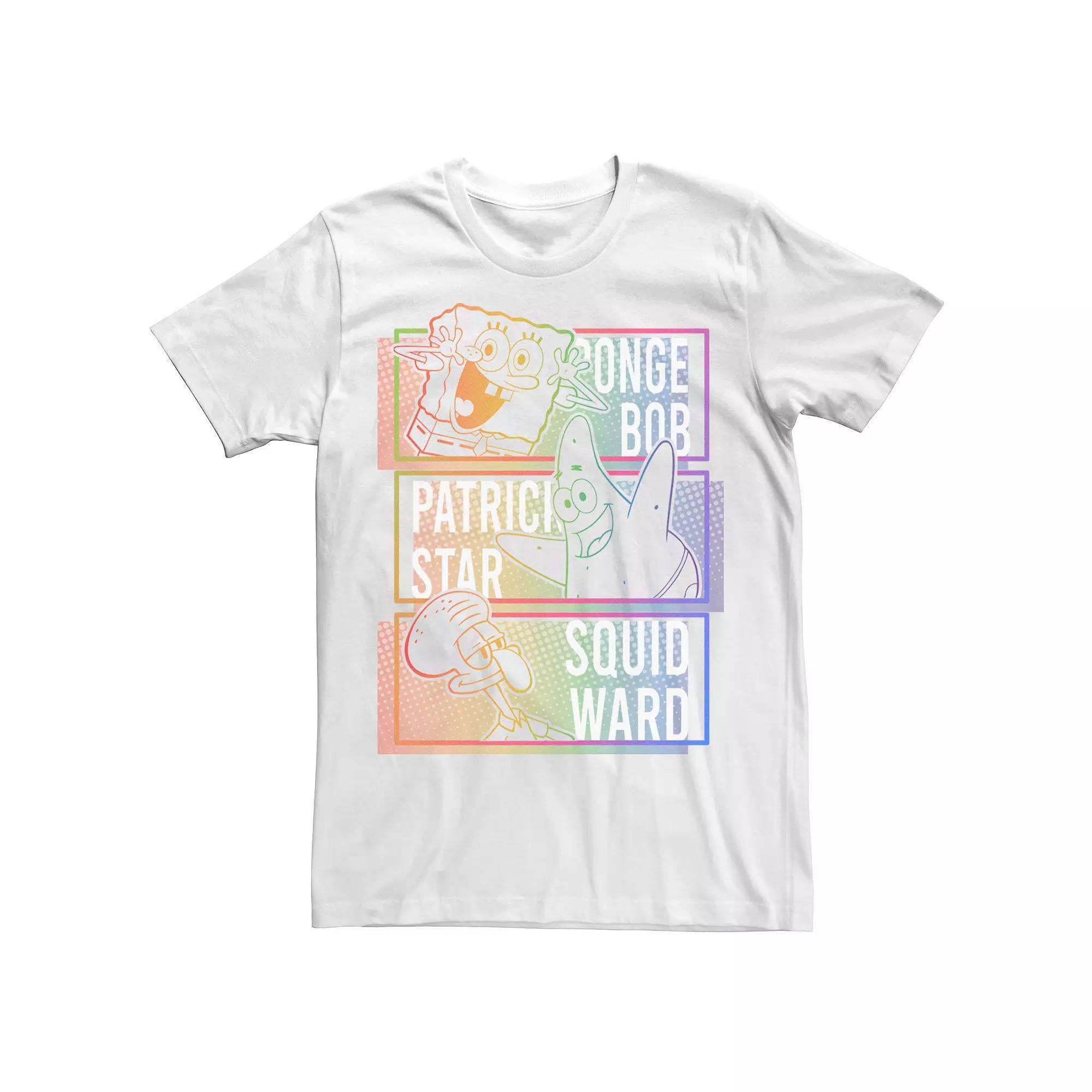 Adult SpongeBob SquarePants Patrick Squidward Rainbow Gradient Tee, Men's, Size: Large, White Product Image
