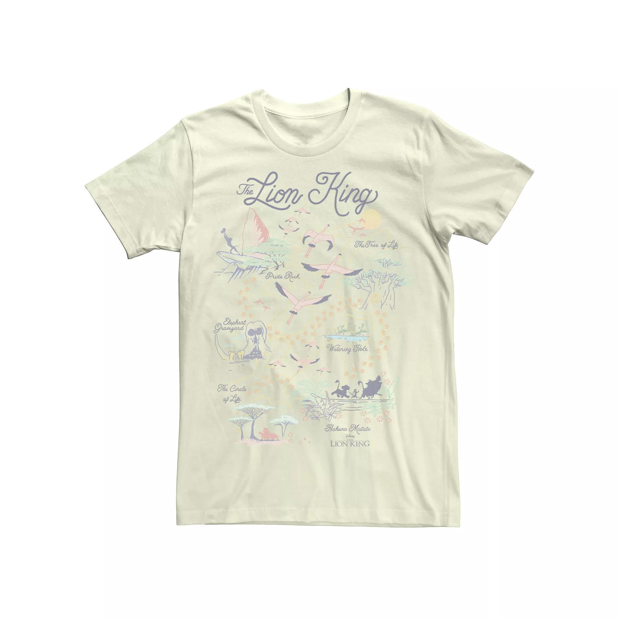 Disney's The Lion King Men's Map Of The World Tee, Size: Medium, Natural Product Image