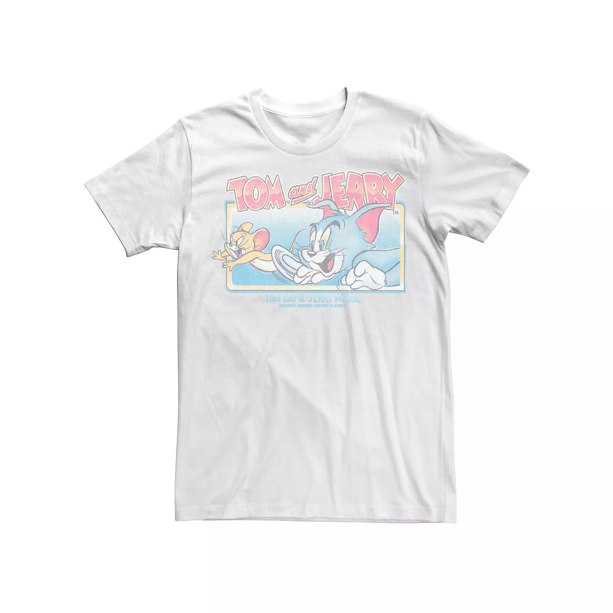 Big & Tall Tom And Jerry Running Vintage Graphic Tee, Men's, Size: XL Tall, White Product Image