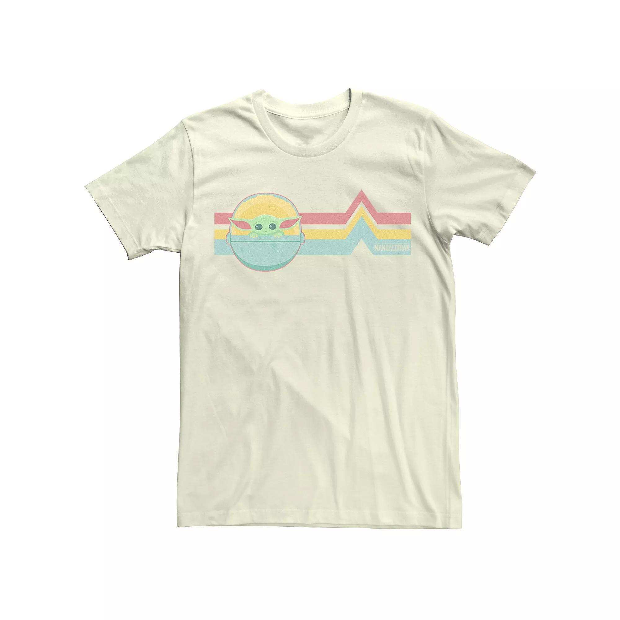 Men's Star Wars The Mandalorian The Child Rainbow Chest Lines Tee, Size: 3XL, Natural Product Image