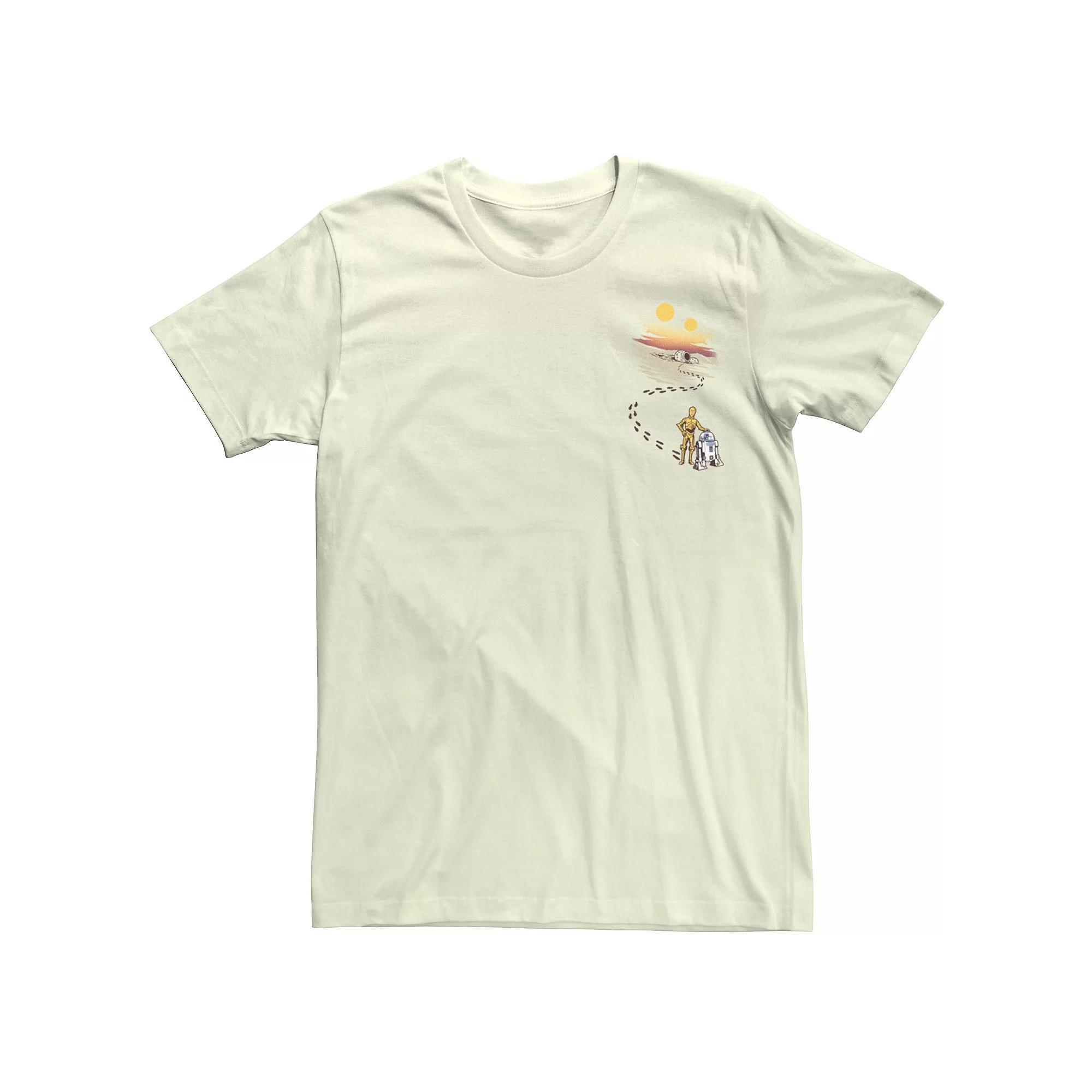 Men's Star Wars C-3PO R2-D2 Desert Footprints Tee, Size: Medium, Natural Product Image