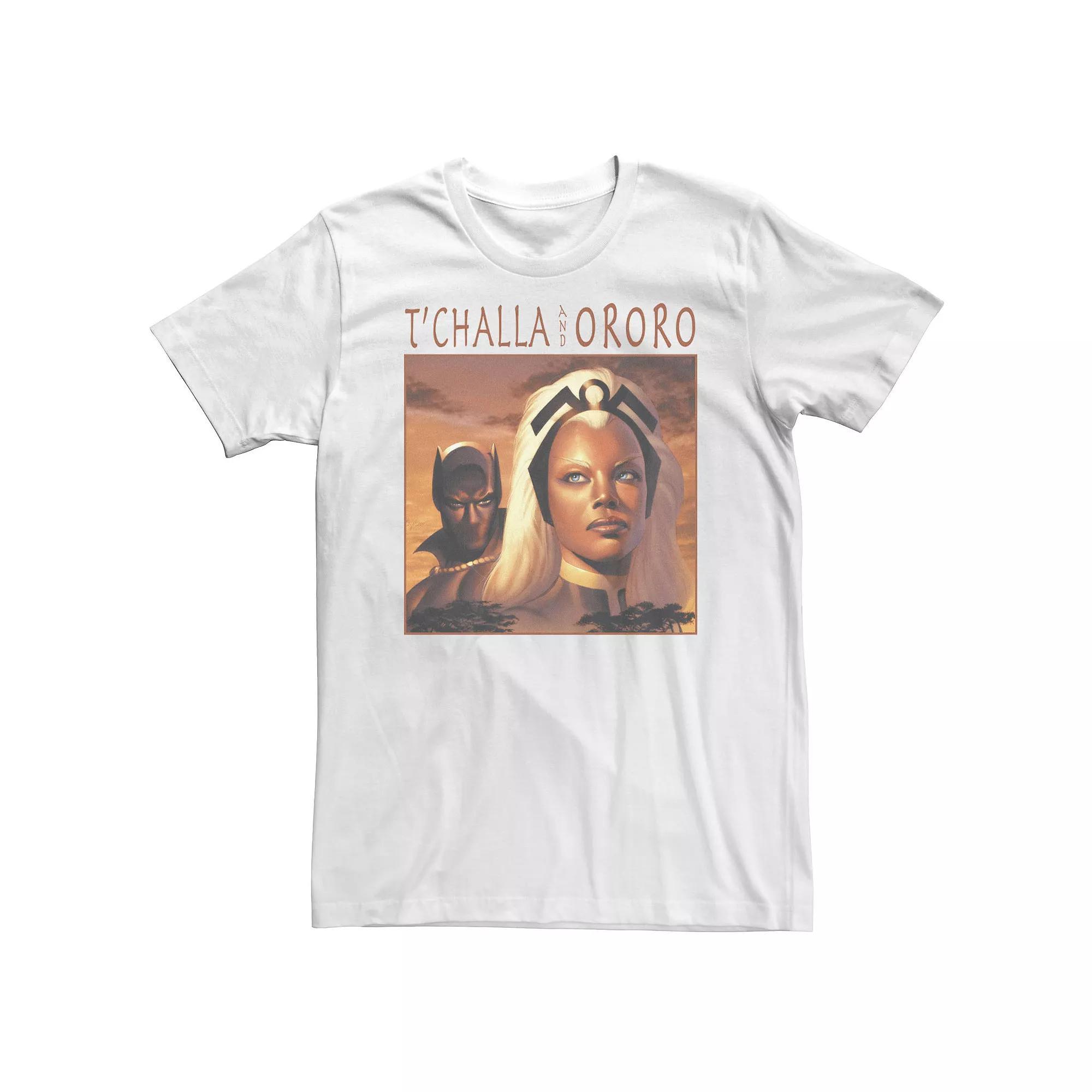 Big & Tall Marvel T'Challa And Ororo Simple Portrait Tee, Men's, Size: 3XL, White Product Image