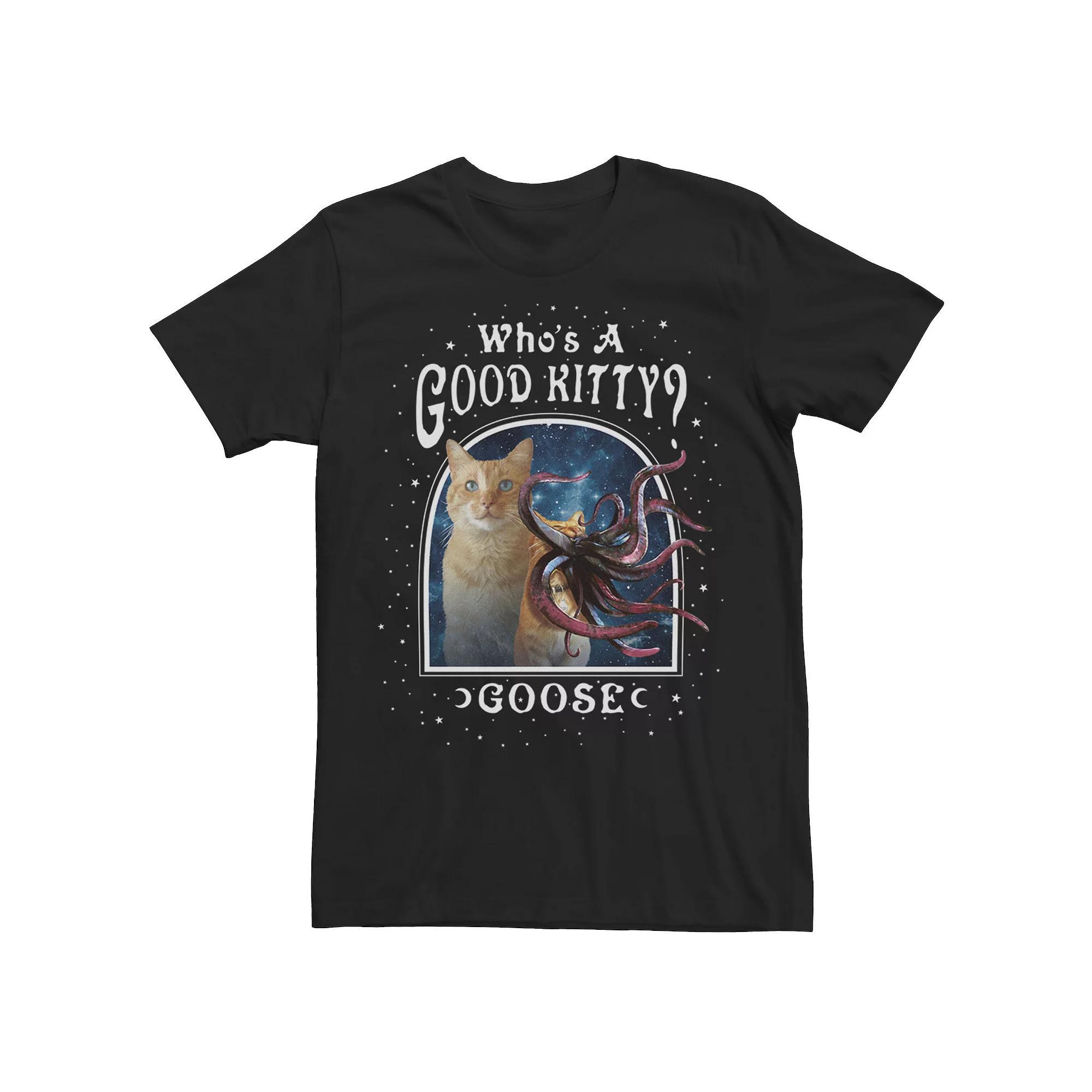 Men's Marvel Captain Marvel Who's A Good Kitty Goose Cosmic Portrait Graphic Tee, Size: 3XL, Black Product Image