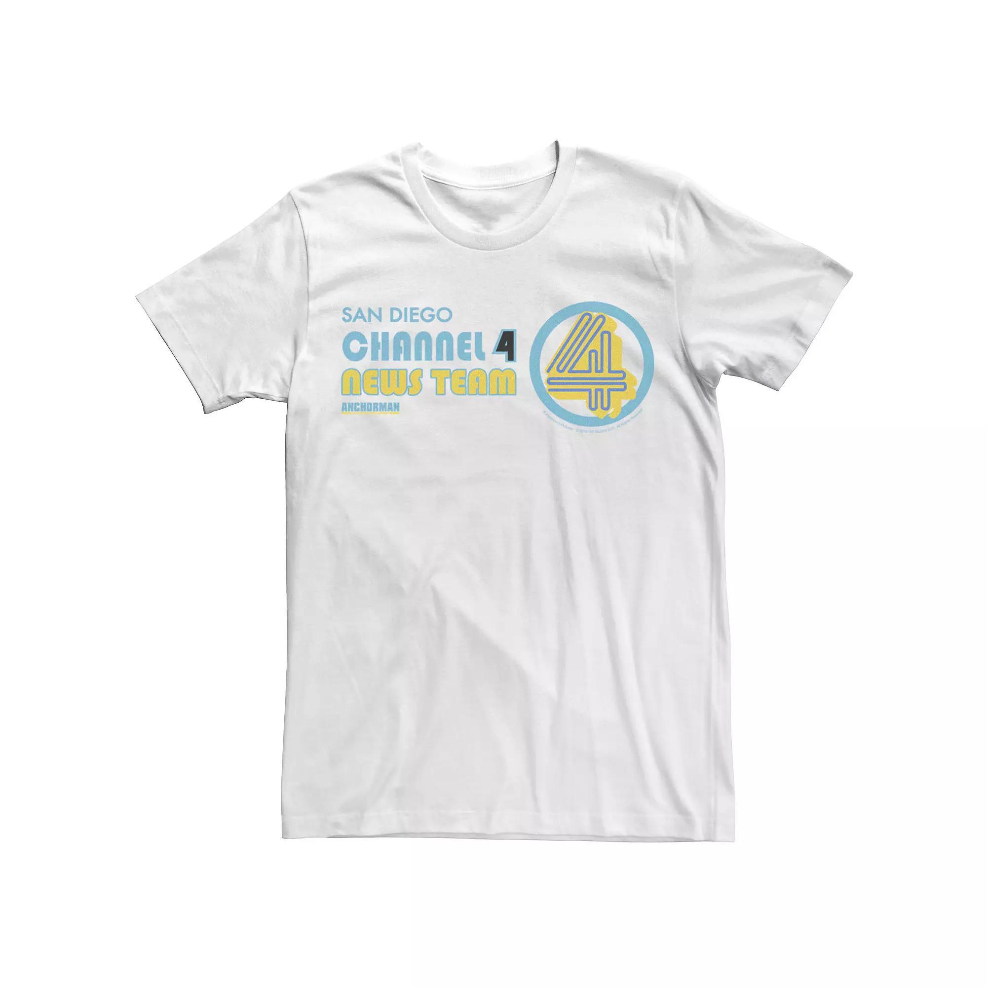 Men's Anchorman Ron Burgundy Channel 4 Tee, Size: XL, White Product Image
