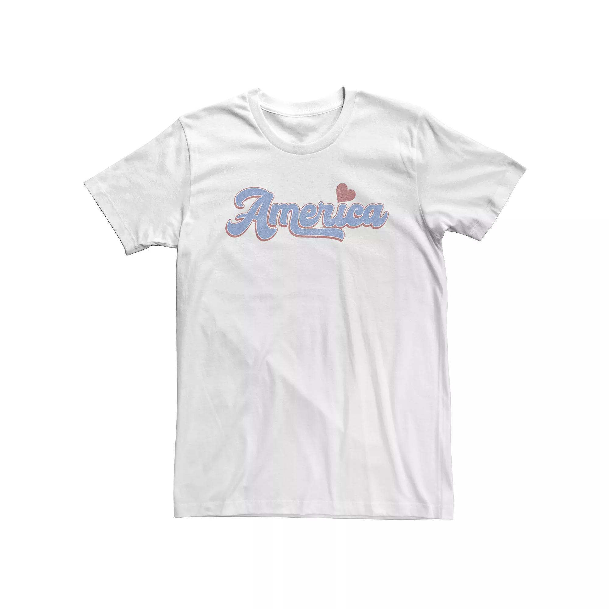 Big & Tall Trendy America Script Heart Tee, Men's, Size: 4XL, White Product Image