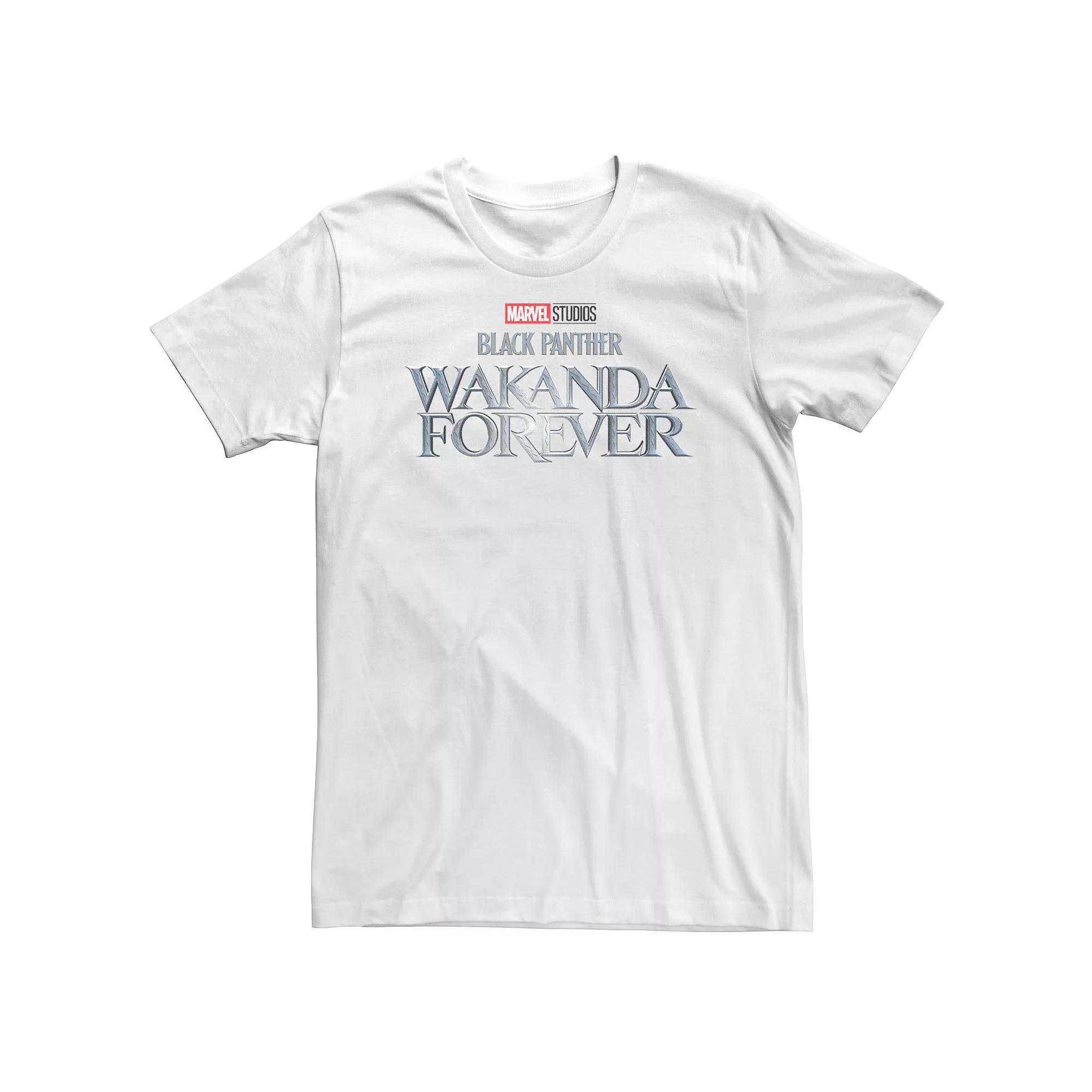 Big & Tall Marvel Wakanda Forever Metallic Movie Logo Tee, Men's, Size: 3XL, White Product Image