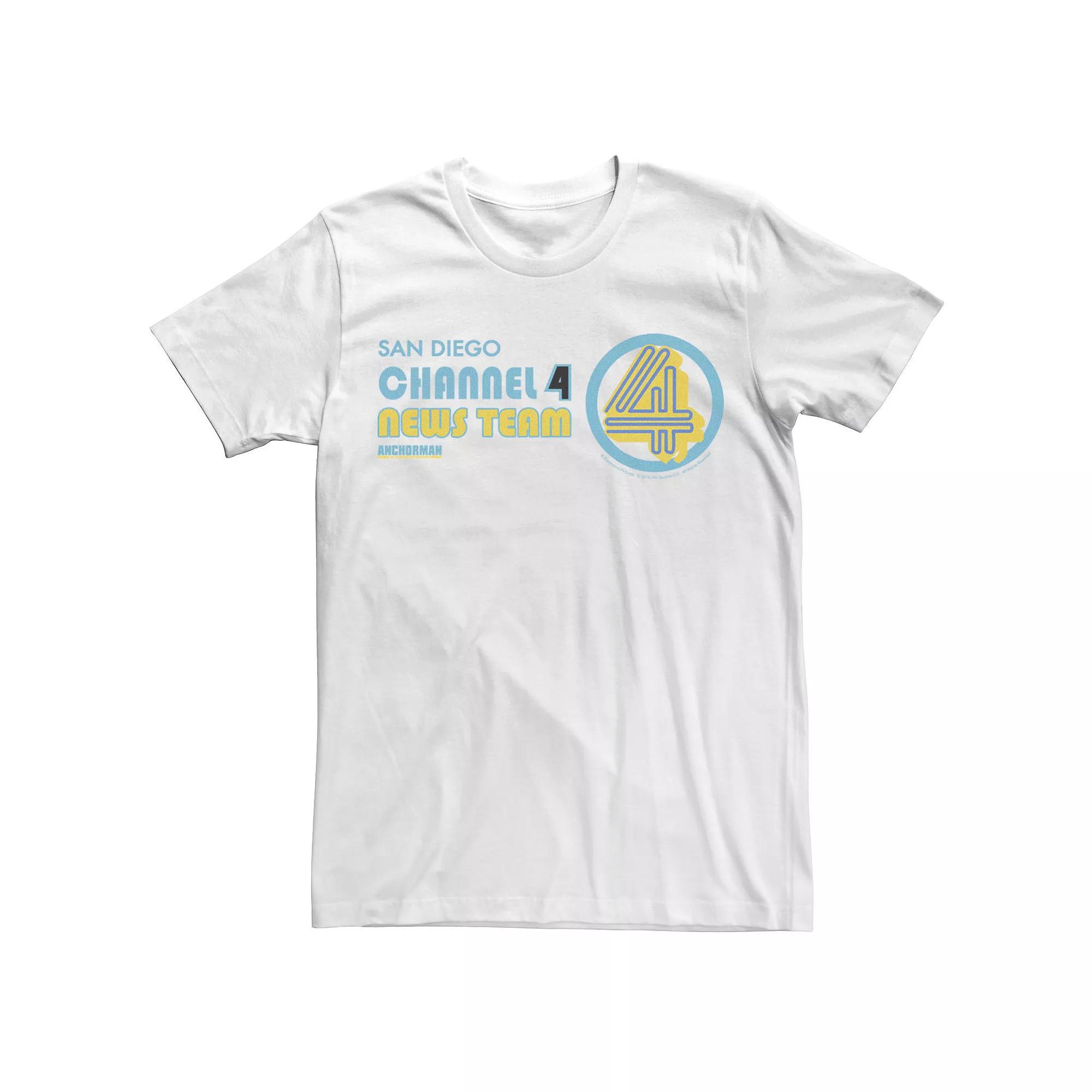 Men's Anchorman Ron Burgundy Channel 4 Tee, Size: XL, White Product Image