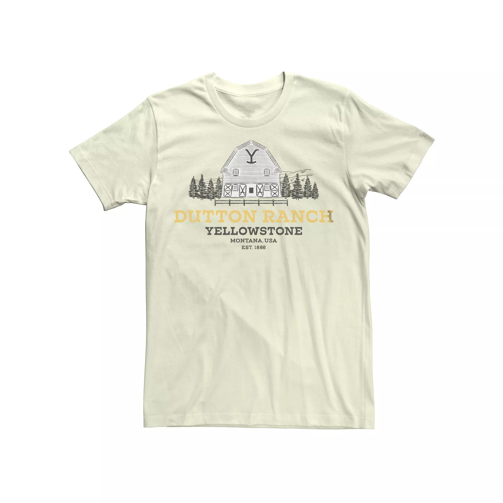 Men's Yellowstone Dutton Ranch Barn Graphic Tee, Size: Medium, Natural Product Image