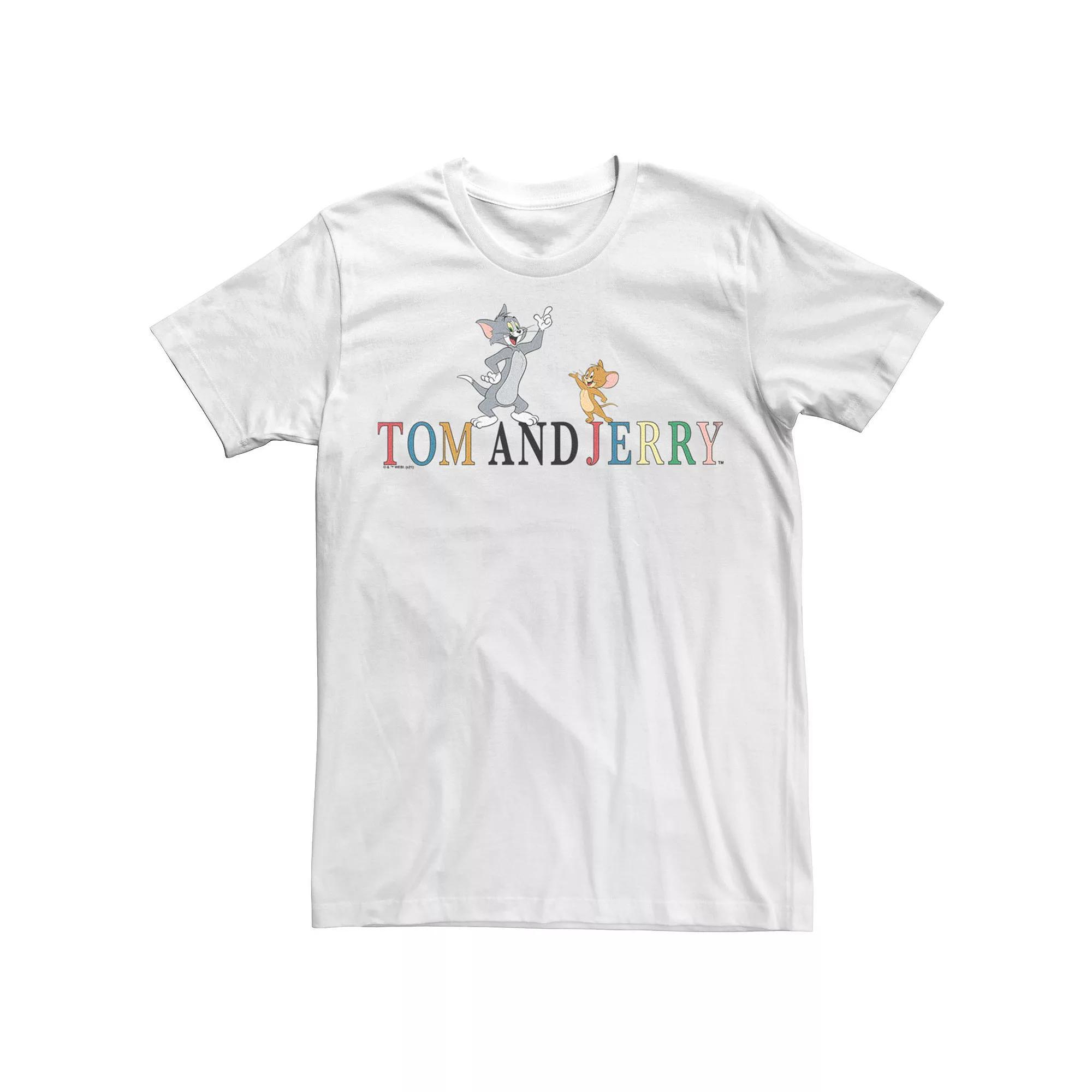 Men's Tom And Jerry Colorful Logo Tee, Size: XXL, White Product Image