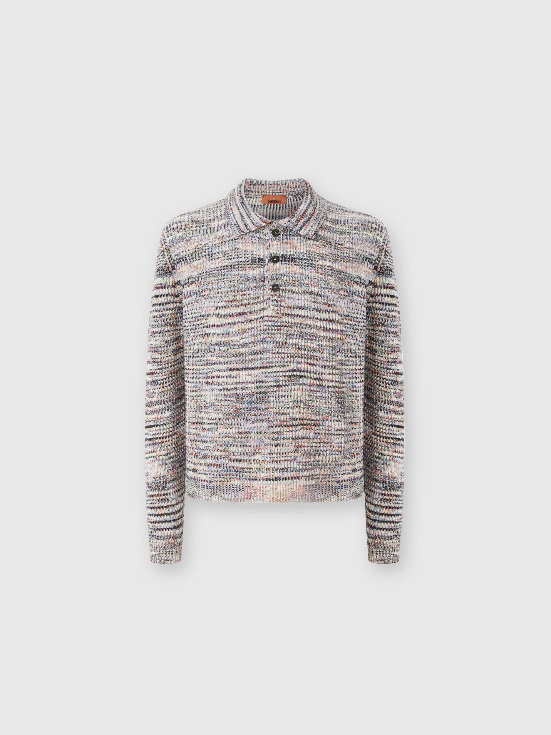 Long-sleeved polo shirt in cashmere and wool with slub motif Product Image