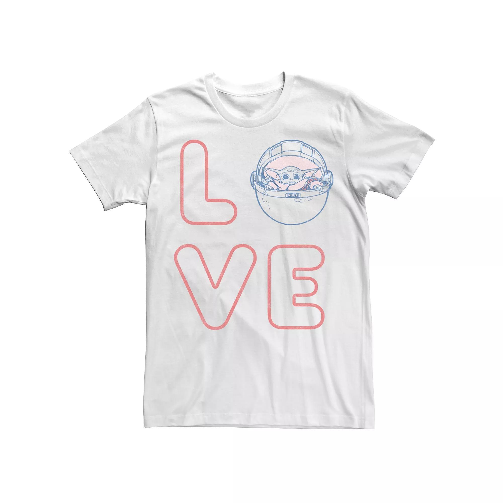 Big & Tall Star Wars: The Mandalorian The Child Valentine's Day "Love" Box Up Tee, Men's, Size: 4XL, White Product Image