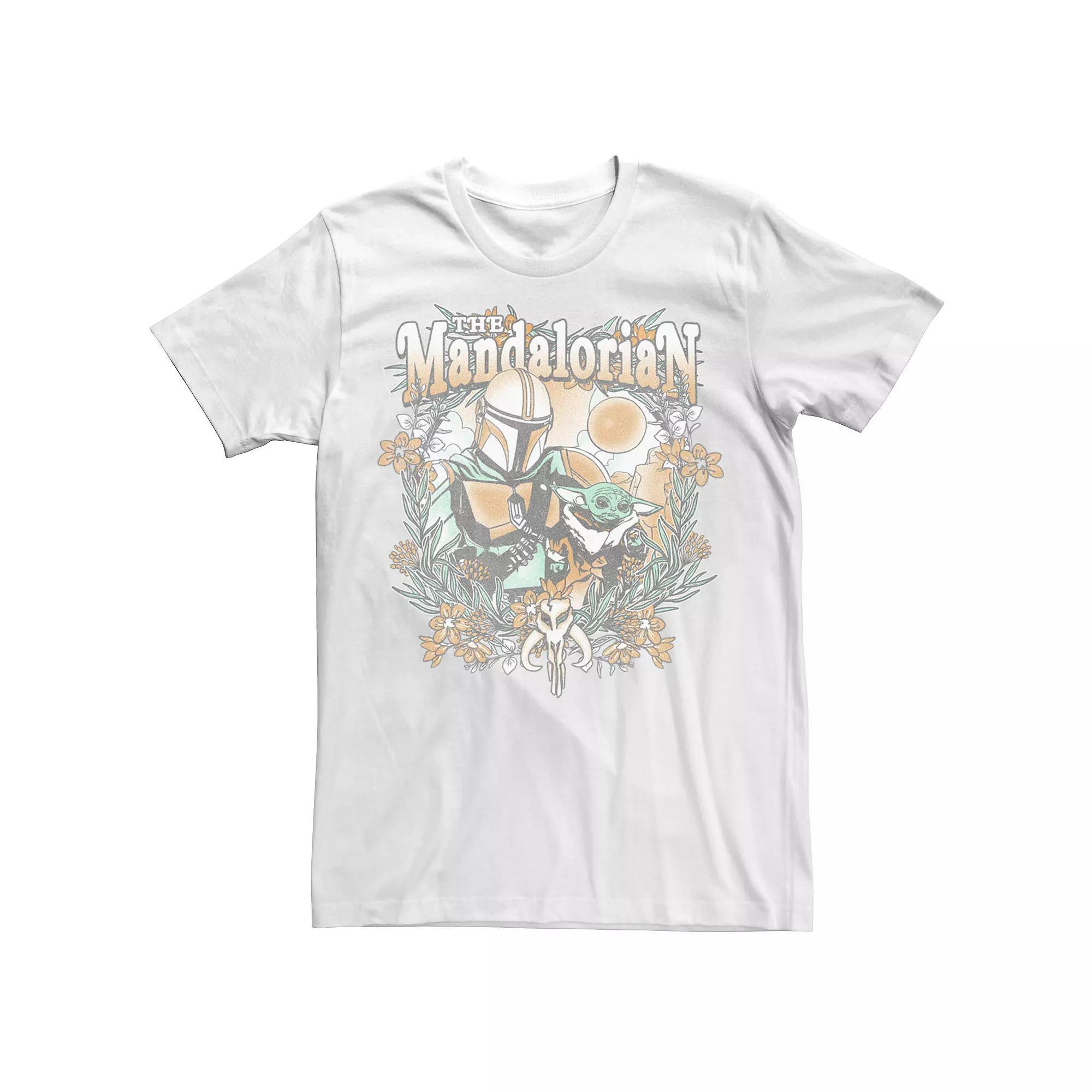 Men's Star Wars: The Mandalorian & The Child Floral Portrait Tee, Size: Medium, White Product Image