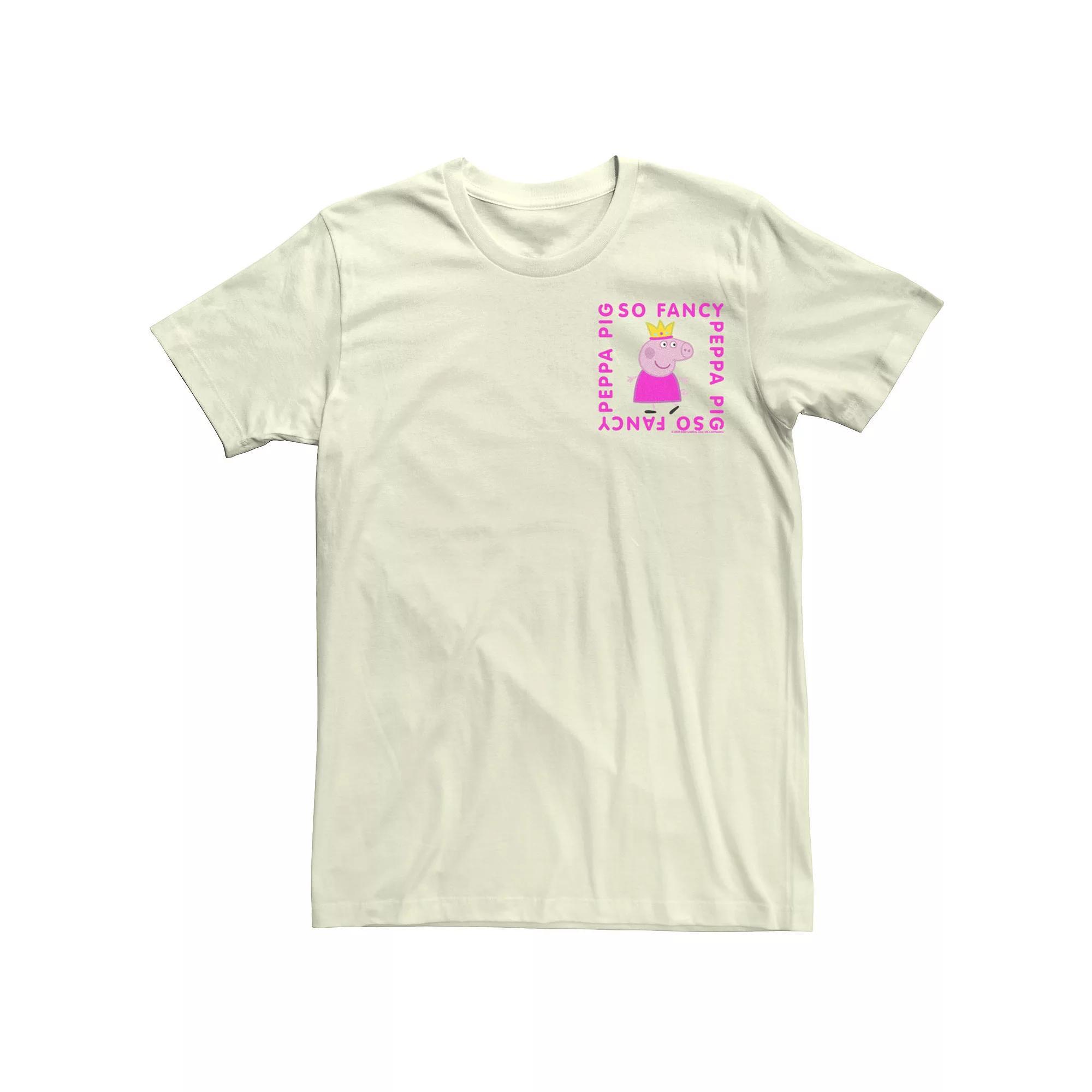Juniors' Peppa Pig So Fancy Box Left Chest Graphic Tee, Girl's, Size: Medium, Natural Product Image