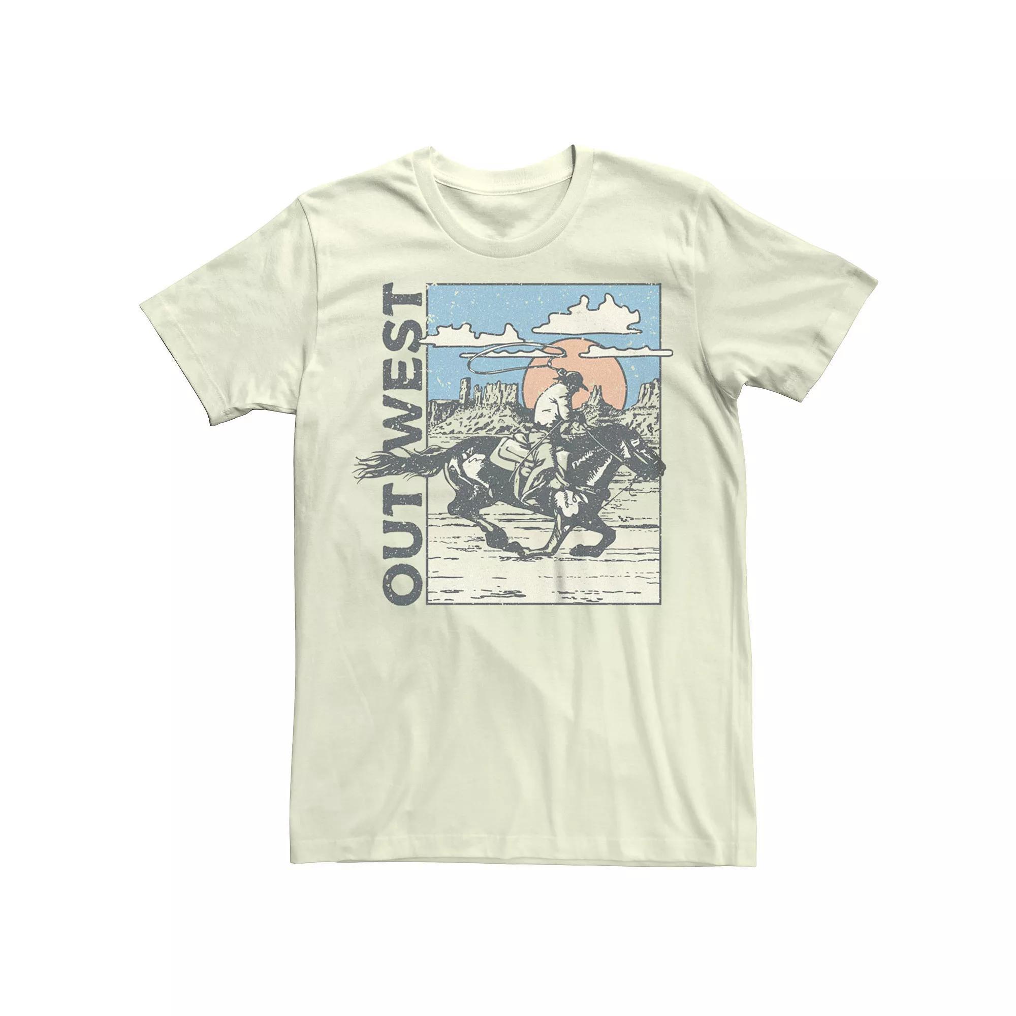 Men's Out West Cowboy Horse Graphic Tee, Size: Medium, Natural Product Image
