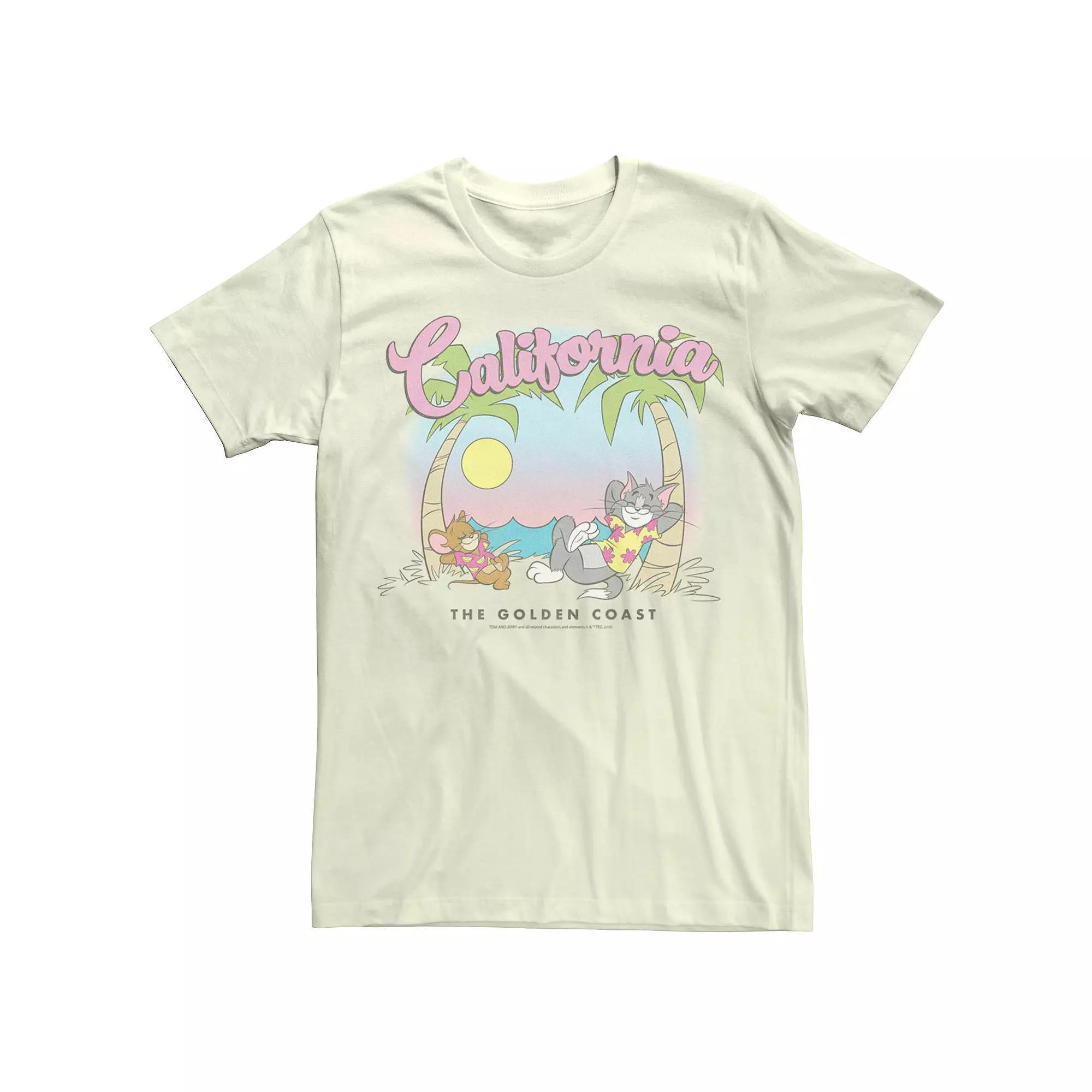 Men's Looney Tunes Tom & Jerry California Beach Portrait Tee, Size: Medium, Natural Product Image