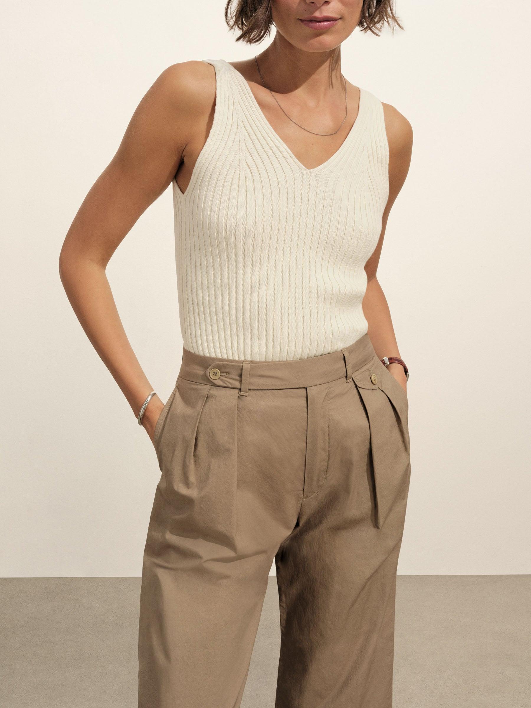 Natural Fluted Rib V-Neck Tank Product Image