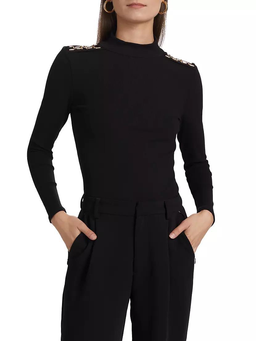 Alianna Rib-Knit Mock-Turtleneck Top Product Image