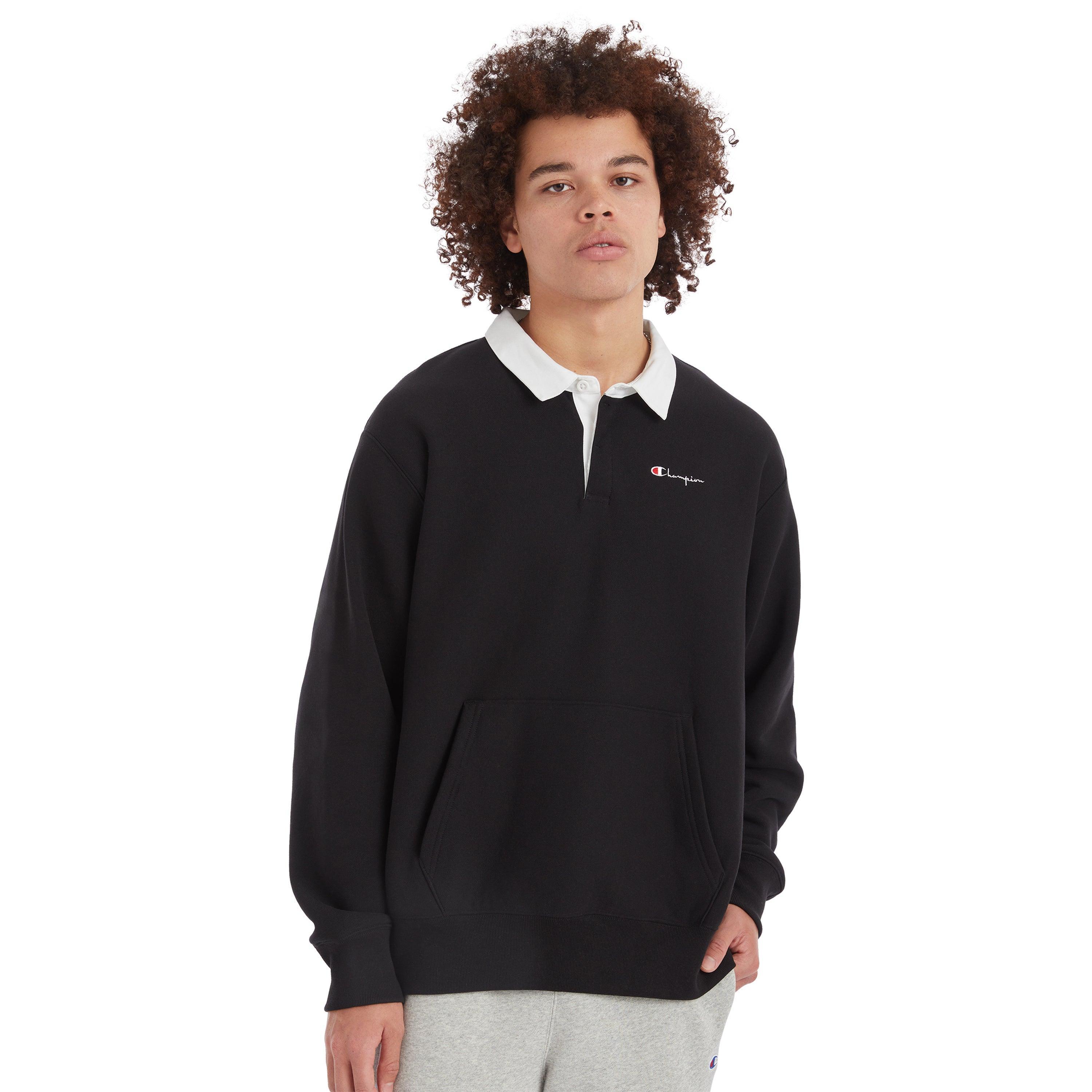 Mens Champion Reverse Weave Rugby Sweatshirt Black M Product Image