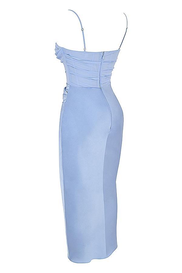Teia  sky draped corset midi dress Product Image