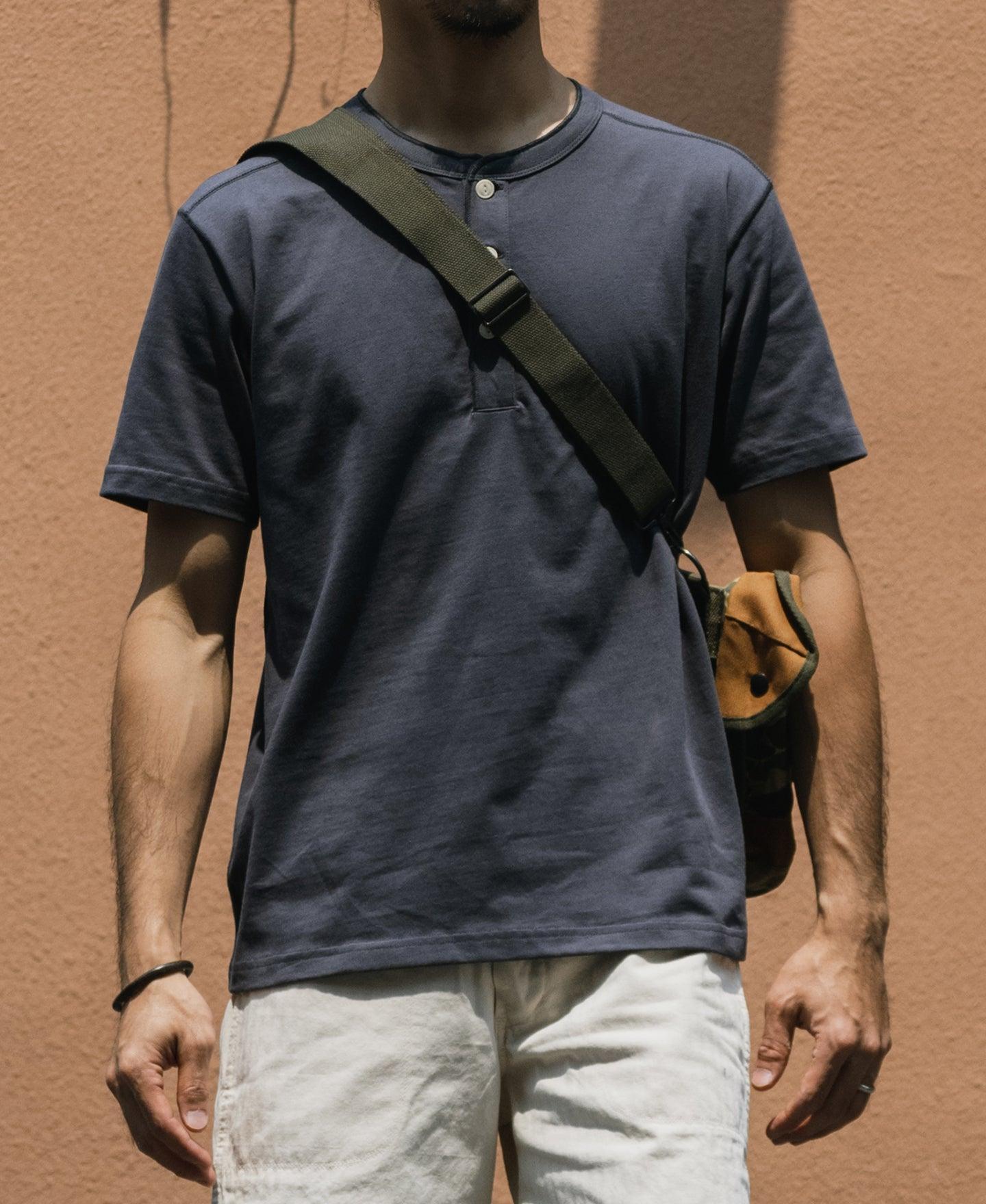 10.6 oz Cotton Short Sleeve Henley T-Shirt - Vintage Black Product Image