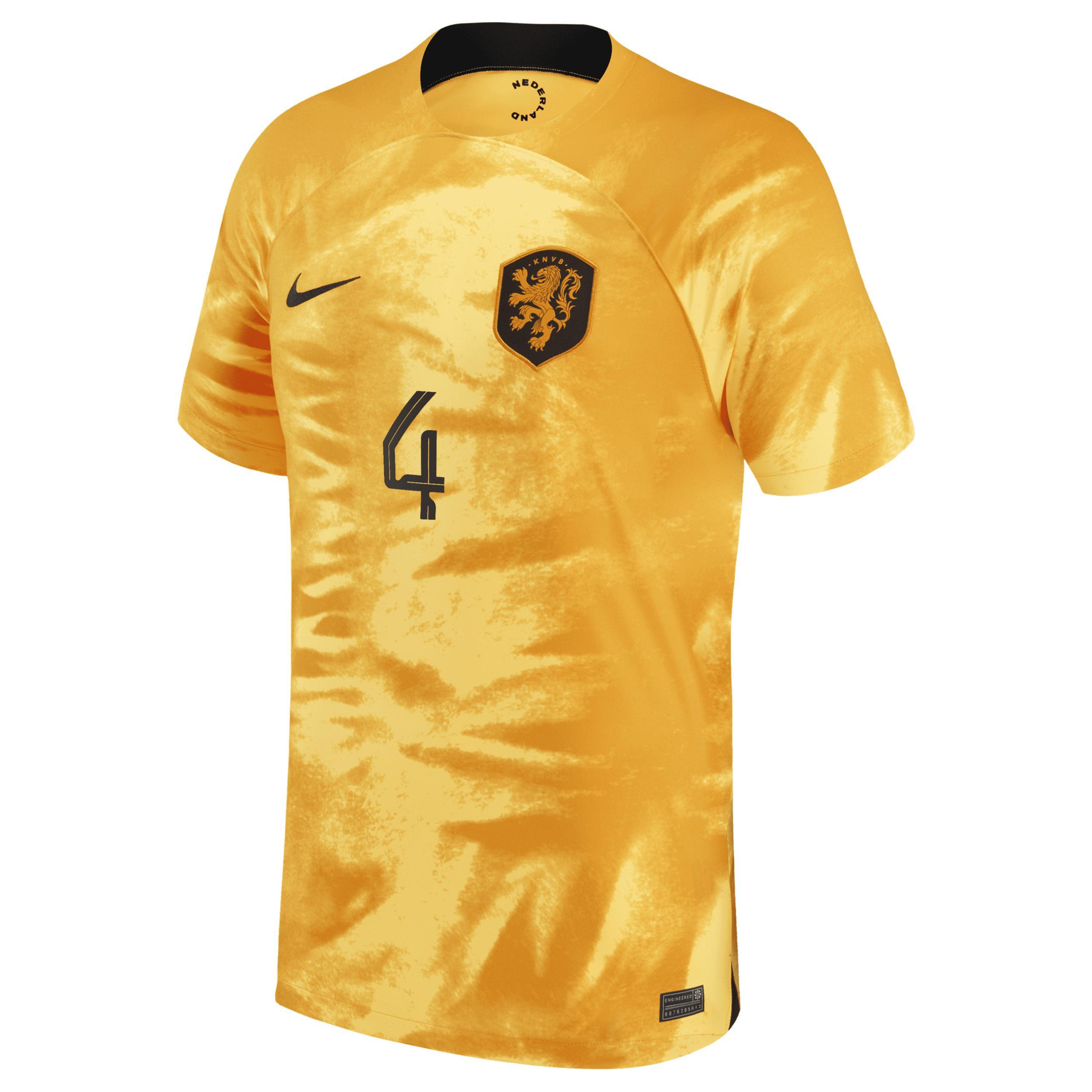Mens Nike Virgil Van Dijk Orange Netherlands National Team 2022/23 Home Breathe Stadium Replica Player Jersey - Orange Product Image