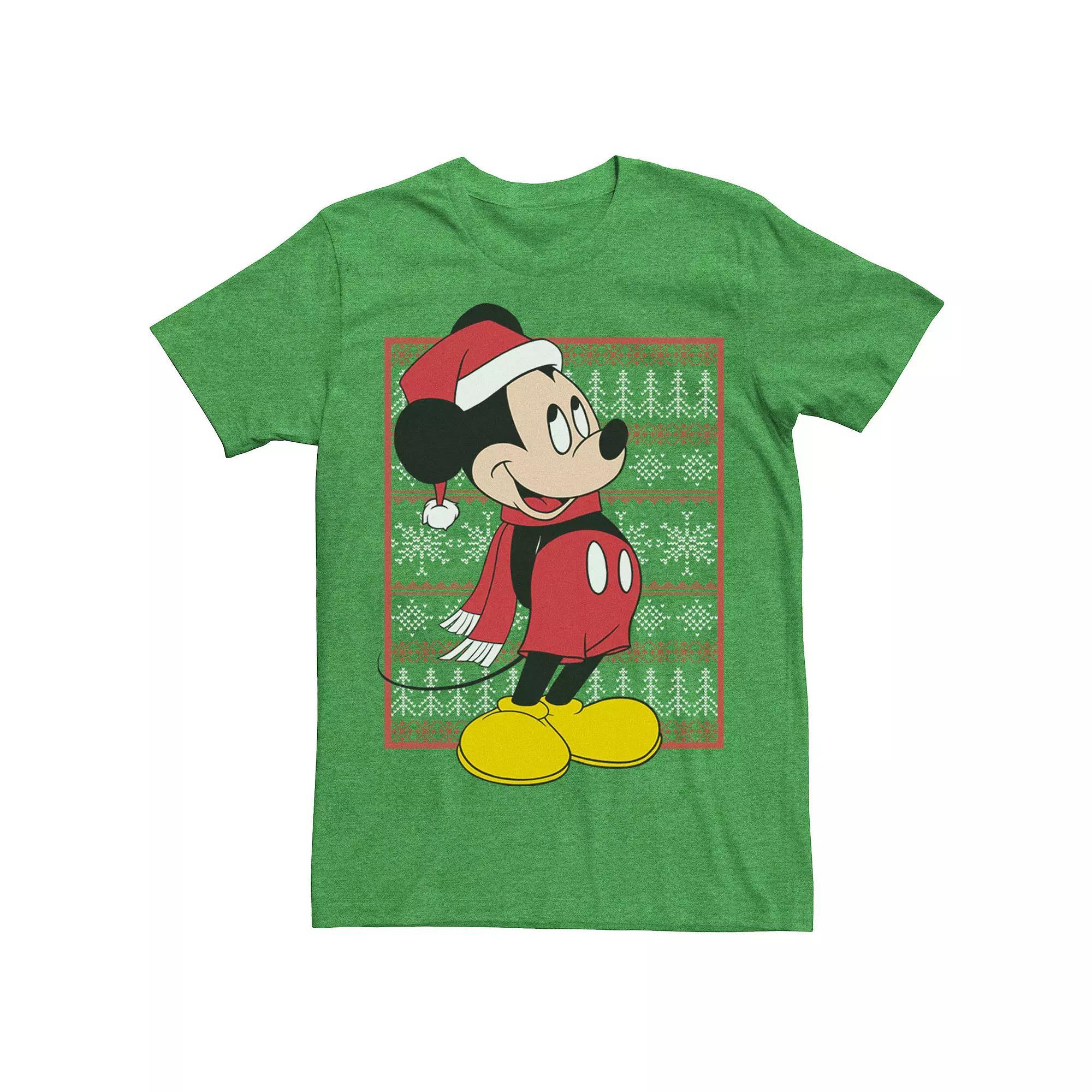 Disney's Mickey Mouse Christmas Sweater Men's Tee, Size: Medium, Kelly Grey Product Image
