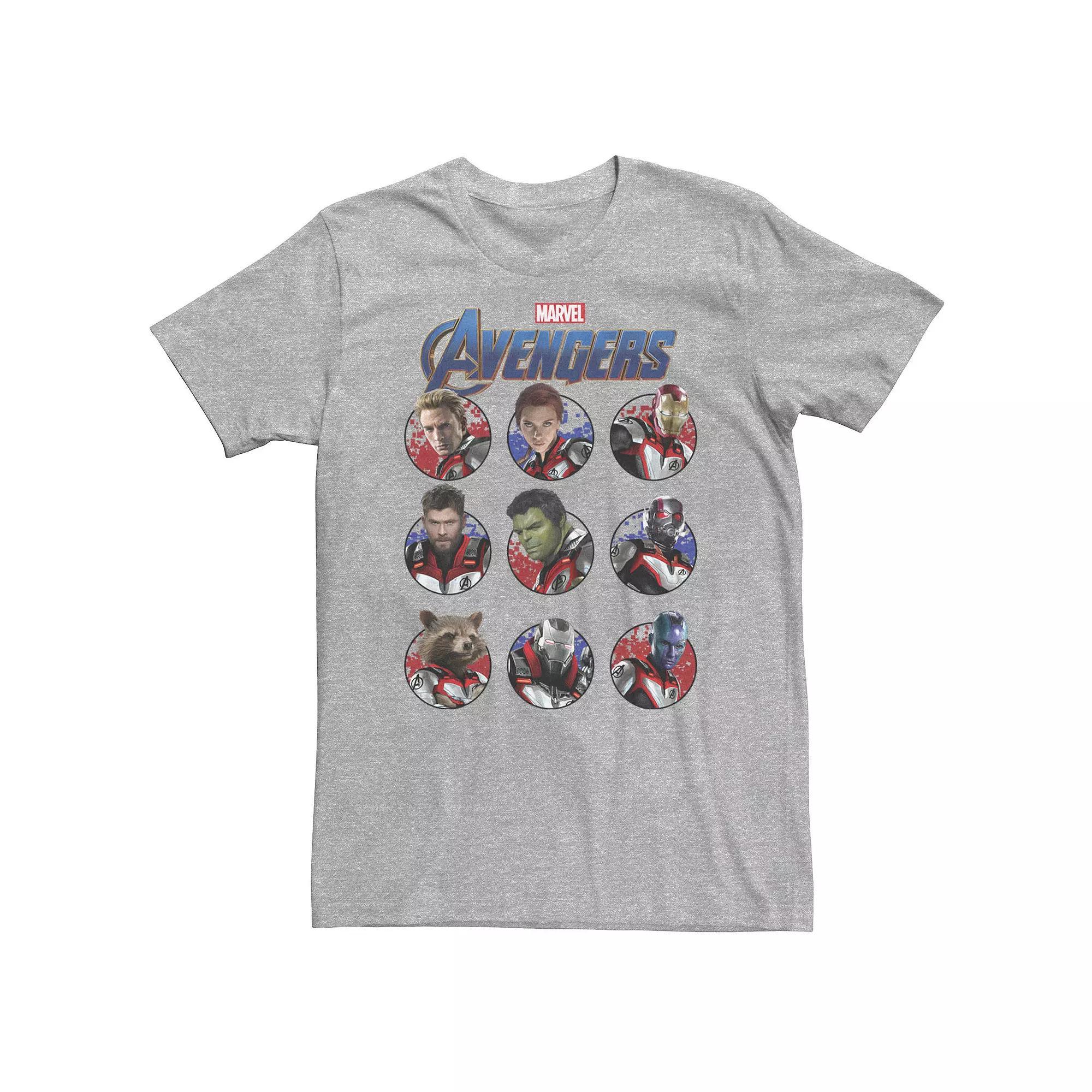 Big & Tall Marvel Avengers Endgame Main Cast Circles Tee, Men's, Size: XXL Tall, Athletic Grey Product Image