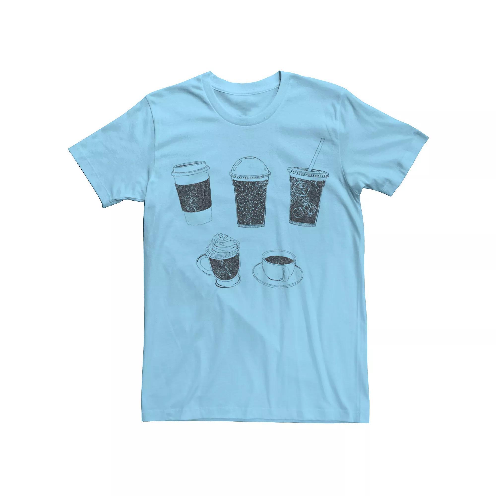 Men's Coffee Cups And Mugs Tee, Size: 3XL, Light Blue Product Image