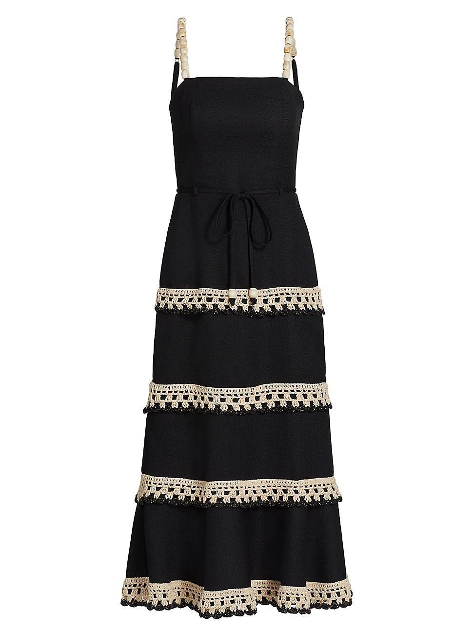 Womens Crochet-Trim Midi-Dress Product Image