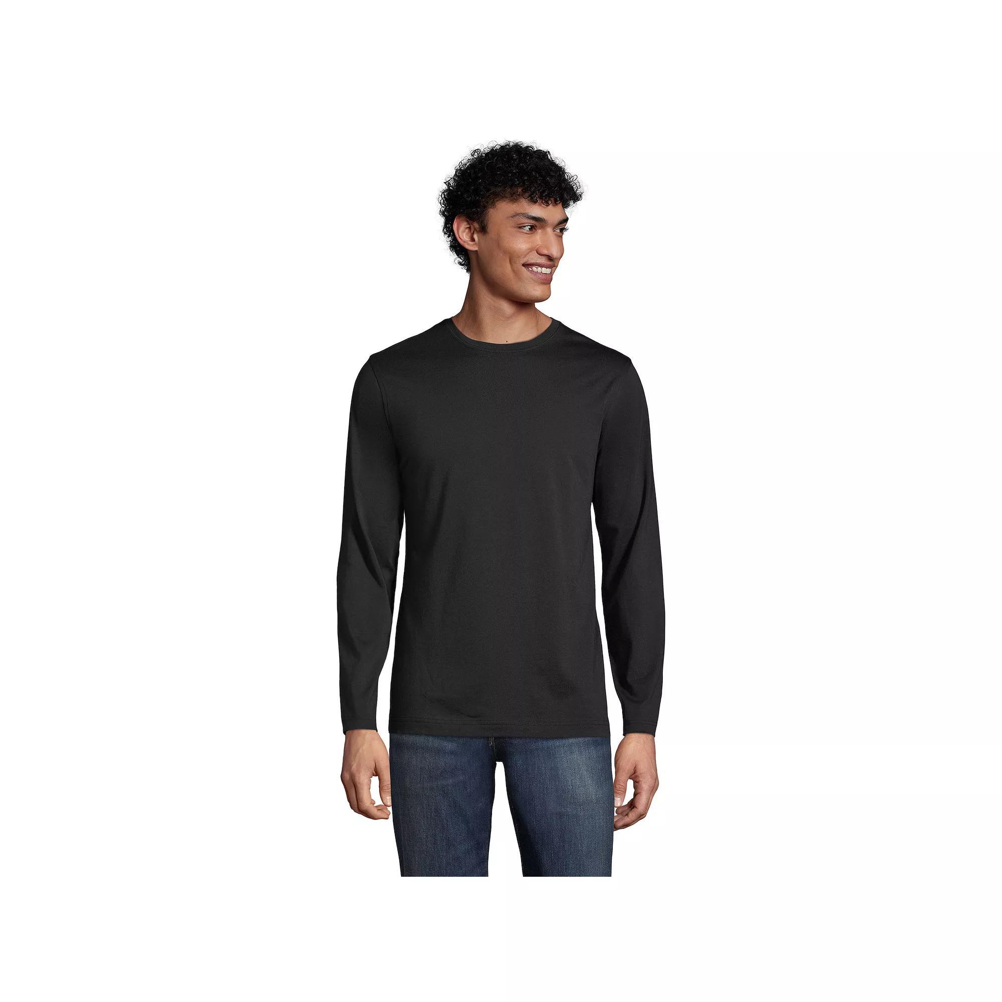Men's Lands' End Classic-Fit Supima Tee, Size: Large, Black Product Image