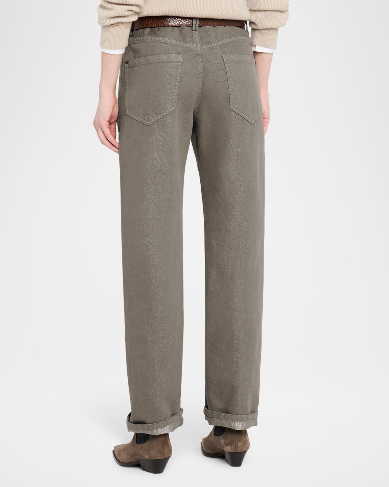 Dyed Lurex Straight Boyfriend Jeans Product Image