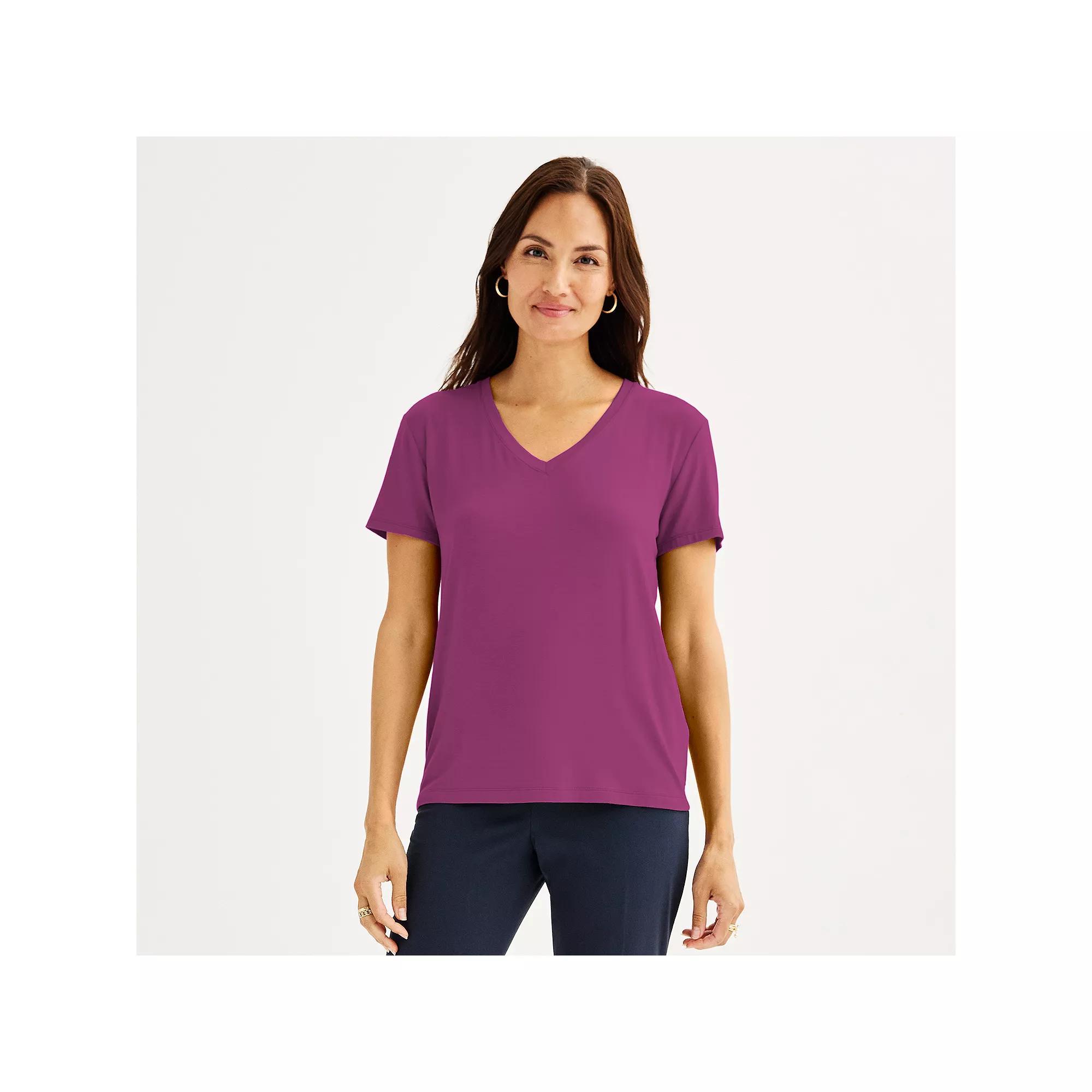 Women's Nine West Essential V-Neck T-Shirt, Size: Small, Moroccan Blue Product Image