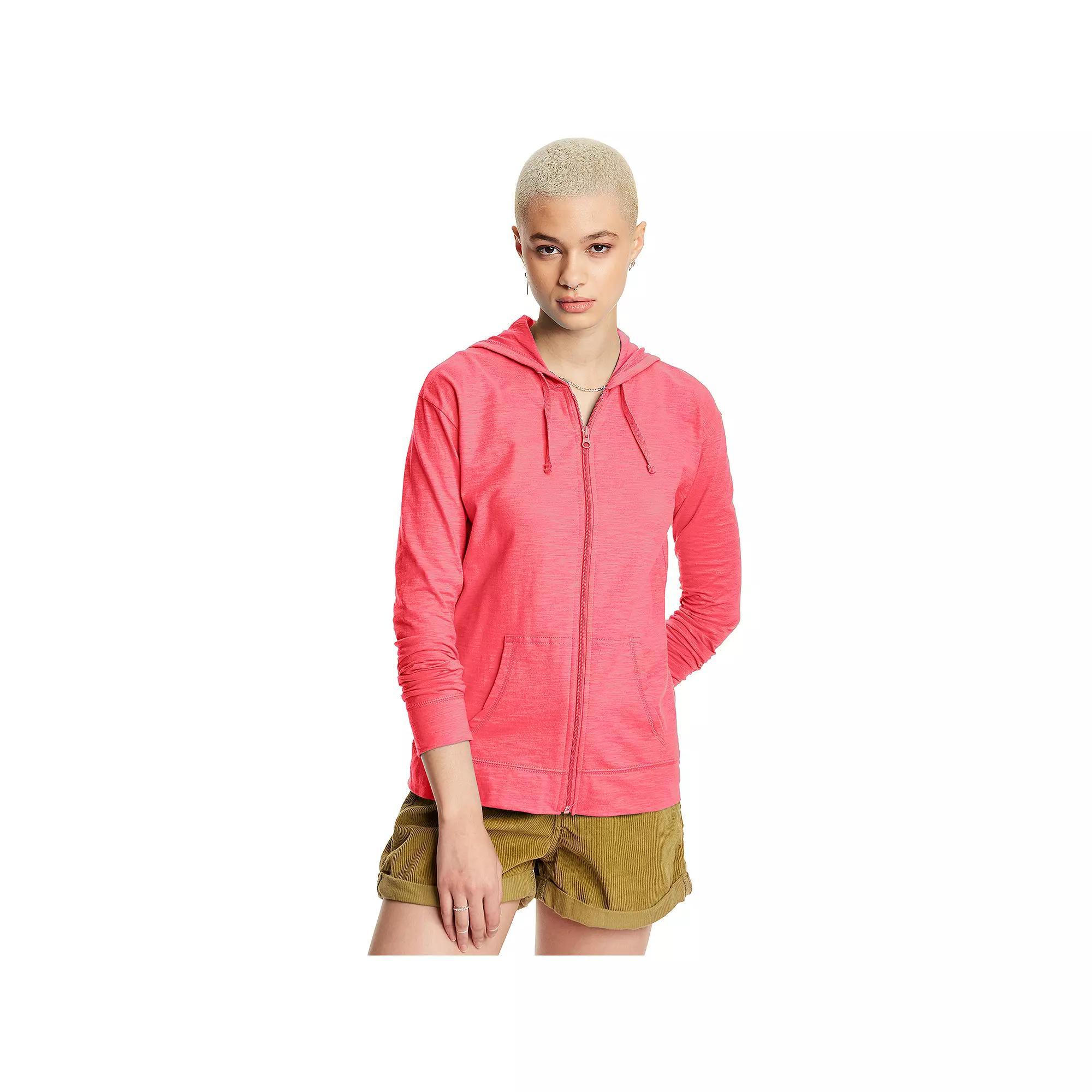 Womens Hanes Slub Jersey Full Zip Hooded Sweatshirt Product Image