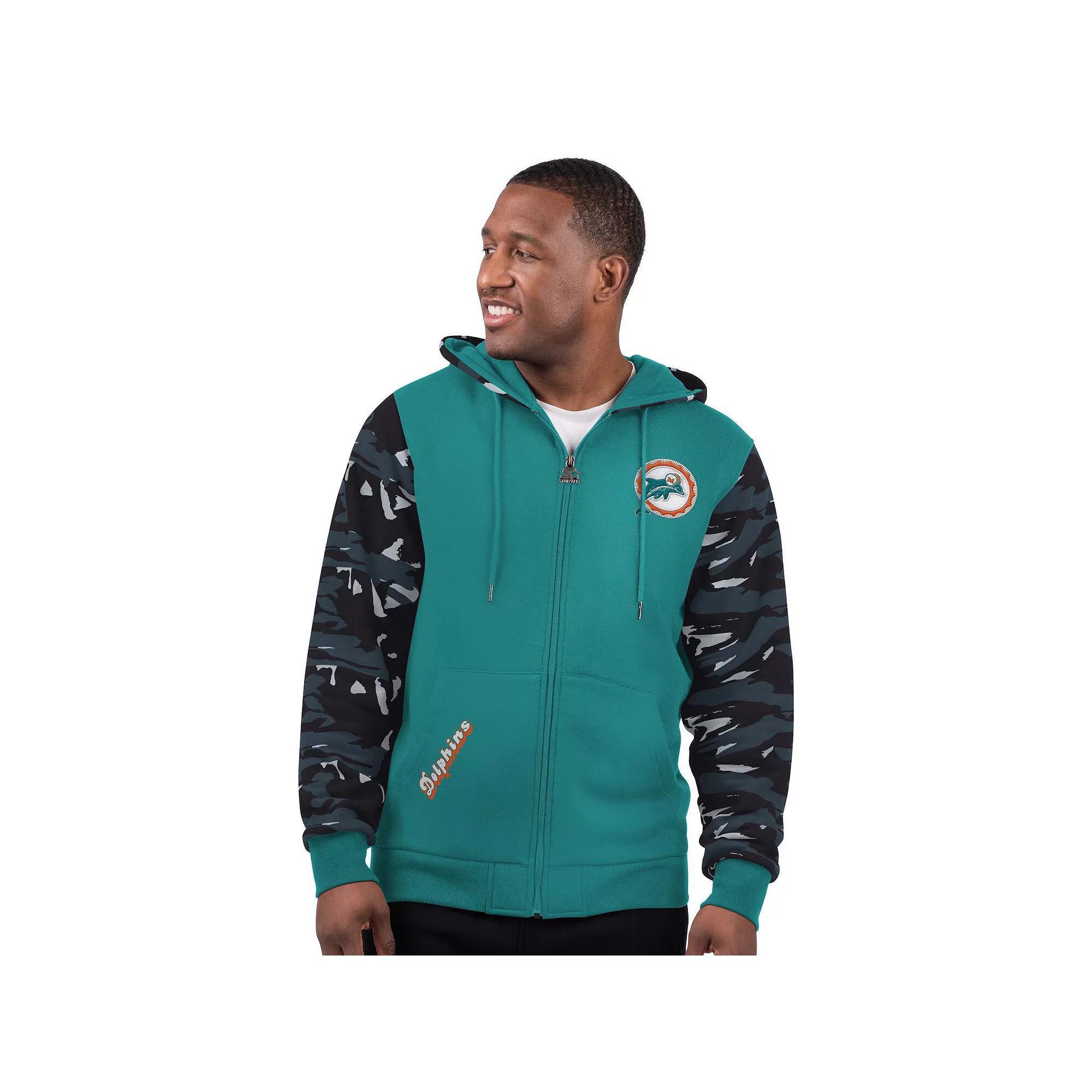 Men's Starter Aqua Miami Dolphins Thursday Night Gridiron Vintage Logo Full-Zip Hoodie, Size: Small, Turquoise A Product Image