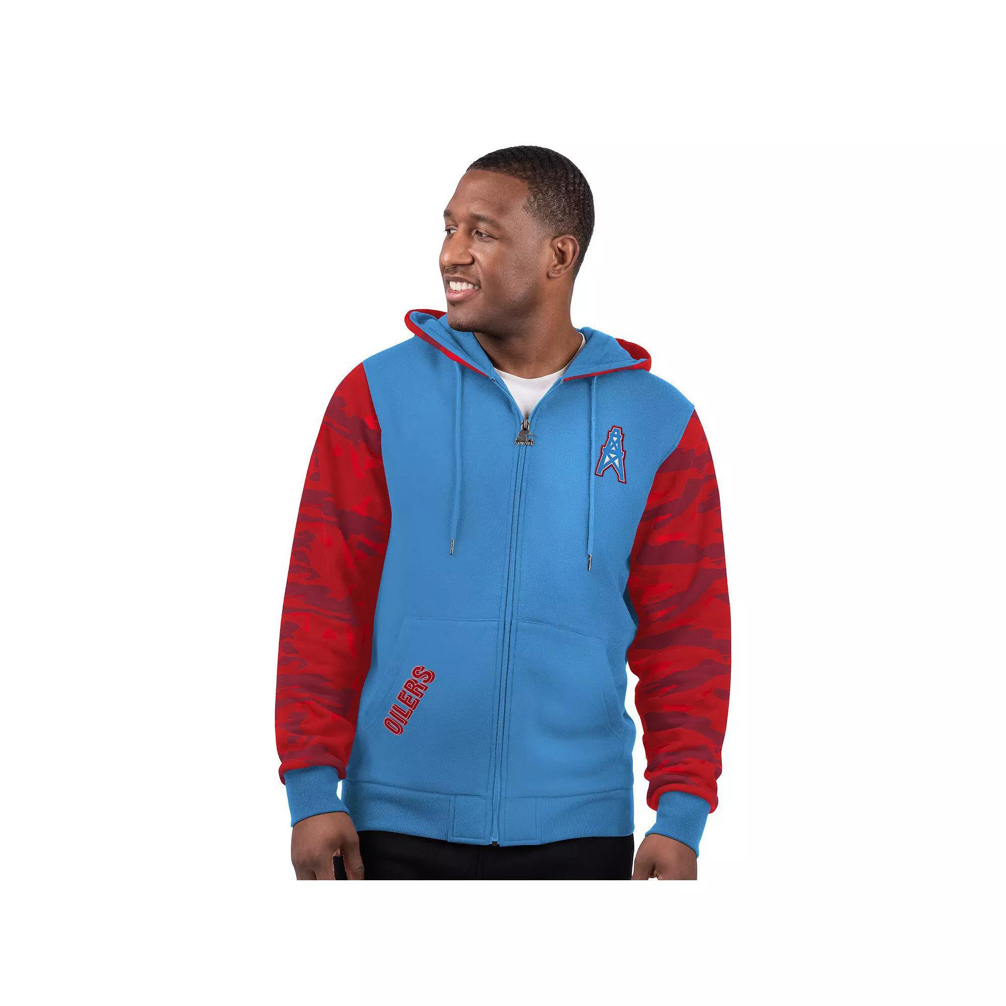 Mens Starter Light Blue Houston Oilers Thursday Night Gridiron Vintage Logo Full-Zip Hoodie Product Image