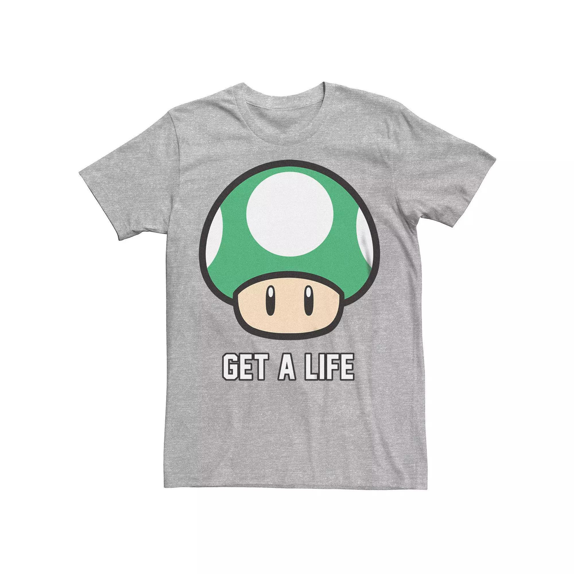 Men's Super Mario Bros 1-UP Mushroom Get a Life Graphic Tee, Size: XXL, White Product Image