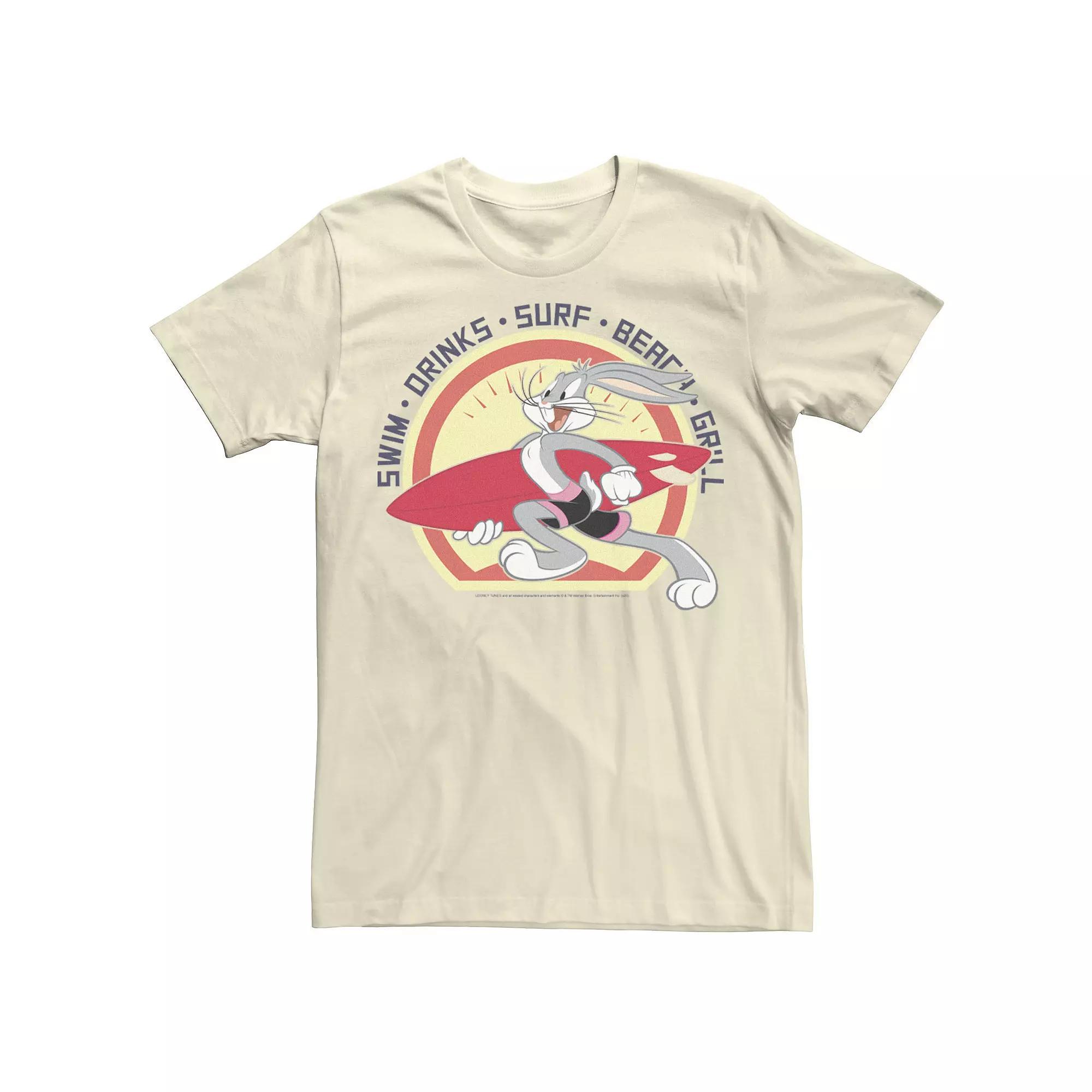 Men's Looney Tunes Bugs Bunny Surf Logo Tee, Size: Medium, Natural Product Image