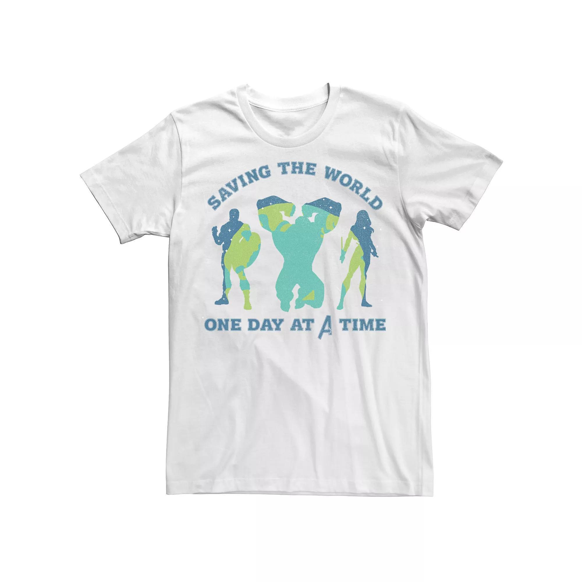 Men's Marvel Earth Day Avengers Saving The World Earth Fill Tee, Size: Large, White Product Image