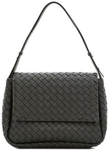 BOTTEGA VENETA Luxe Leather Raffia Messenger Bag In Green Product Image