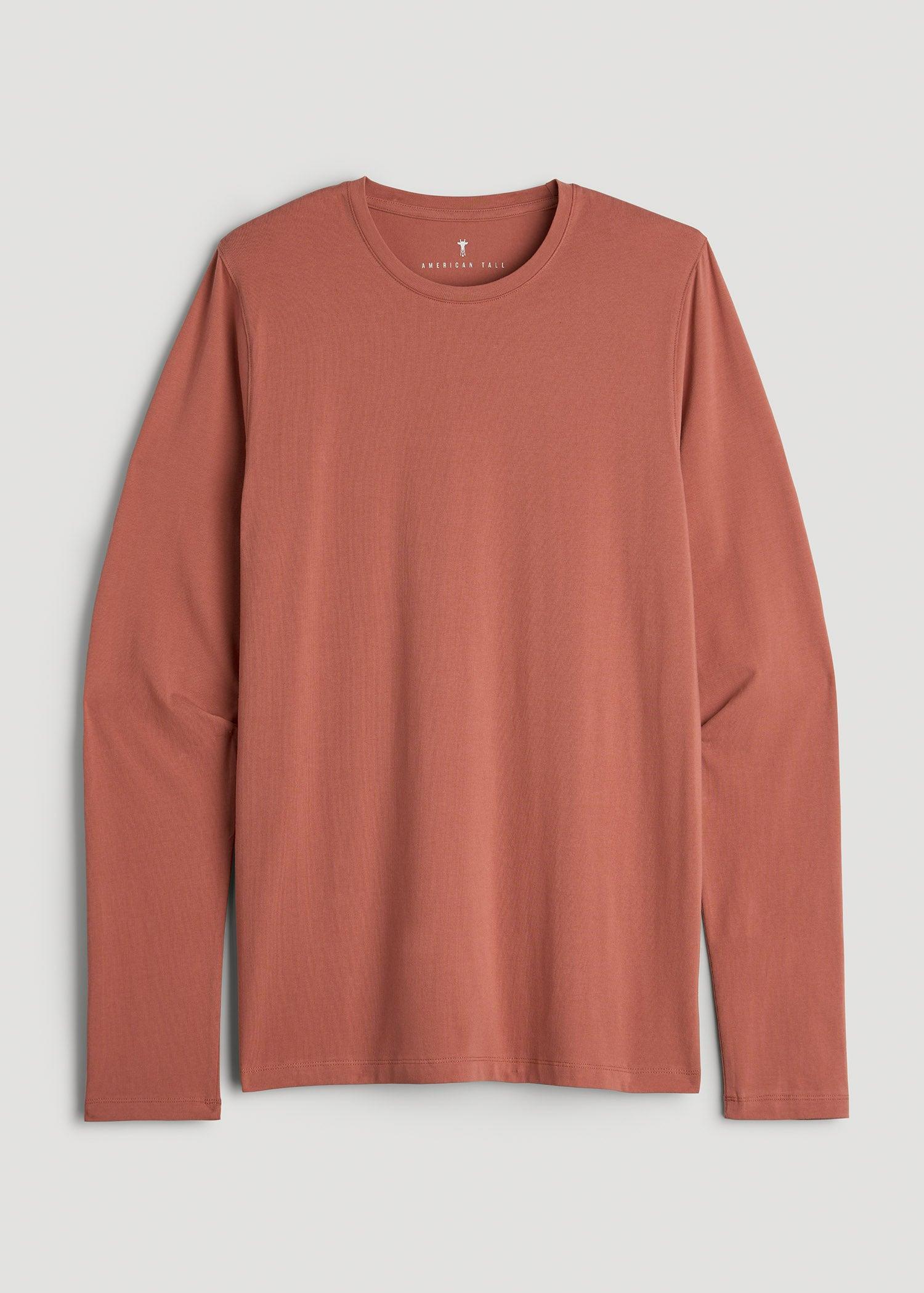 The Essential MODERN-FIT Crewneck Long Sleeve Tall Men's Tee in Persimmon Product Image