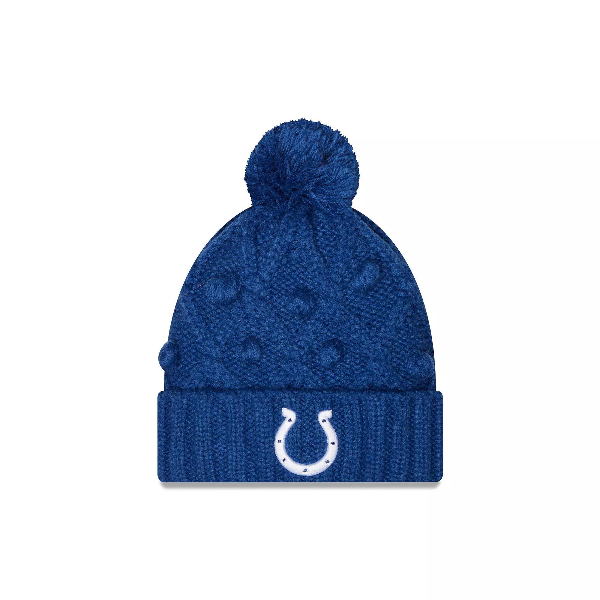 Women's New Era Royal Indianapolis Colts Toasty Cuffed Knit Hat with Pom, Blue Product Image