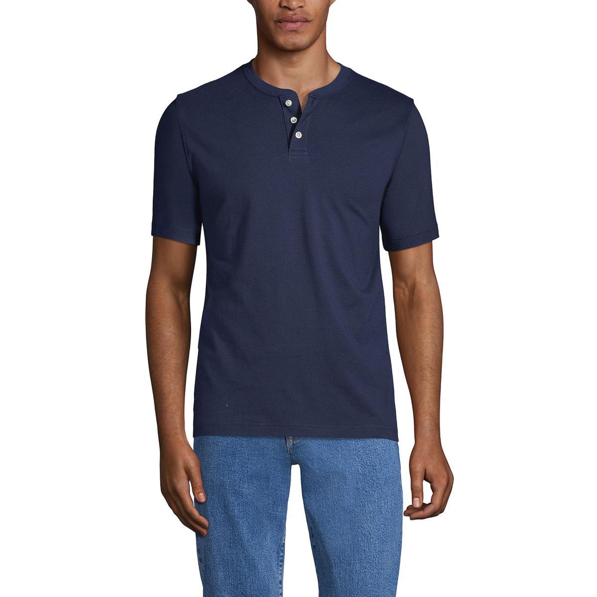 Big & Tall Lands' End Short Sleeve Super-T Henley, Men's, Size: 4XB, White Product Image