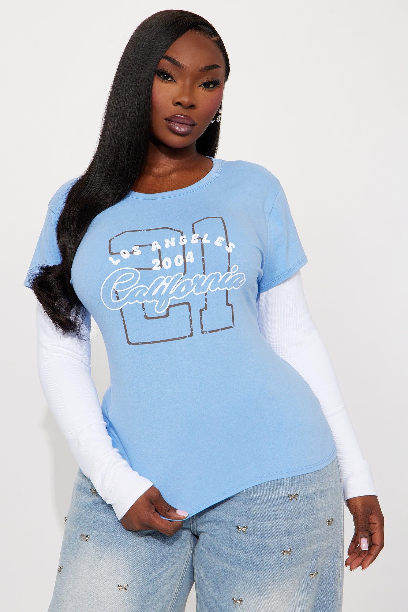 Los Angeles 2004 Double Long Sleeve Tee - White/Blue Female Product Image