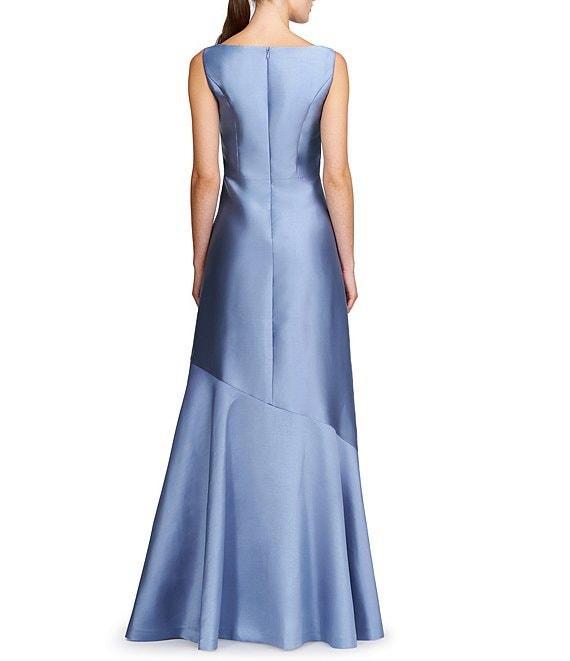Kay Unger Satin Square Neck Sleeveless Rosette A-Line Gown Product Image