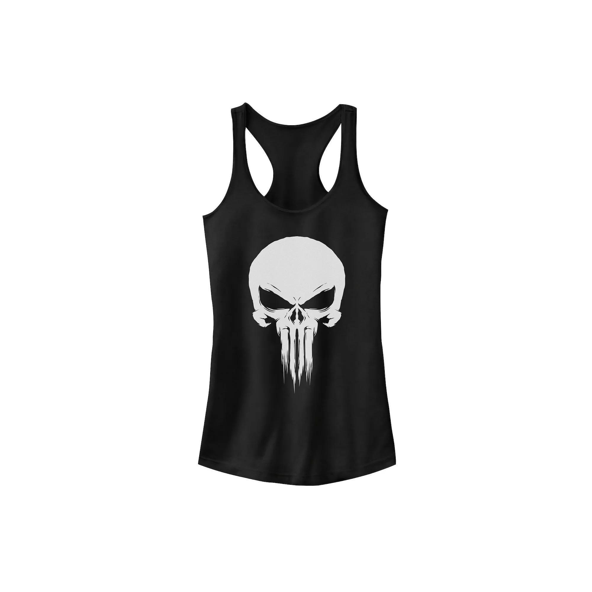 Juniors' Marvel Punisher Fade Skull Logo Tank Top, Girl's, Size: XXL, Black Product Image