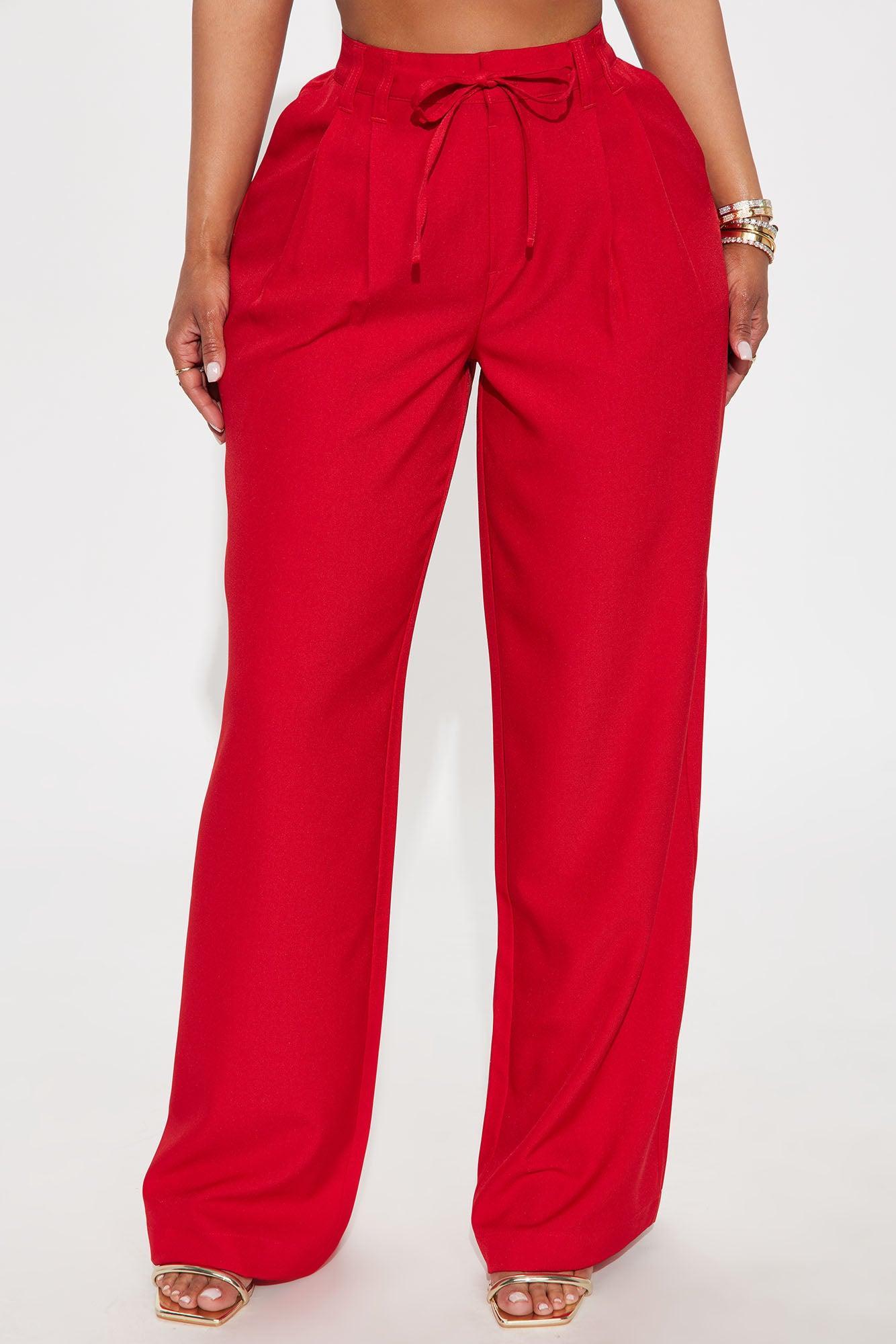 Cami Wide Leg Trouser Pant - Red Product Image
