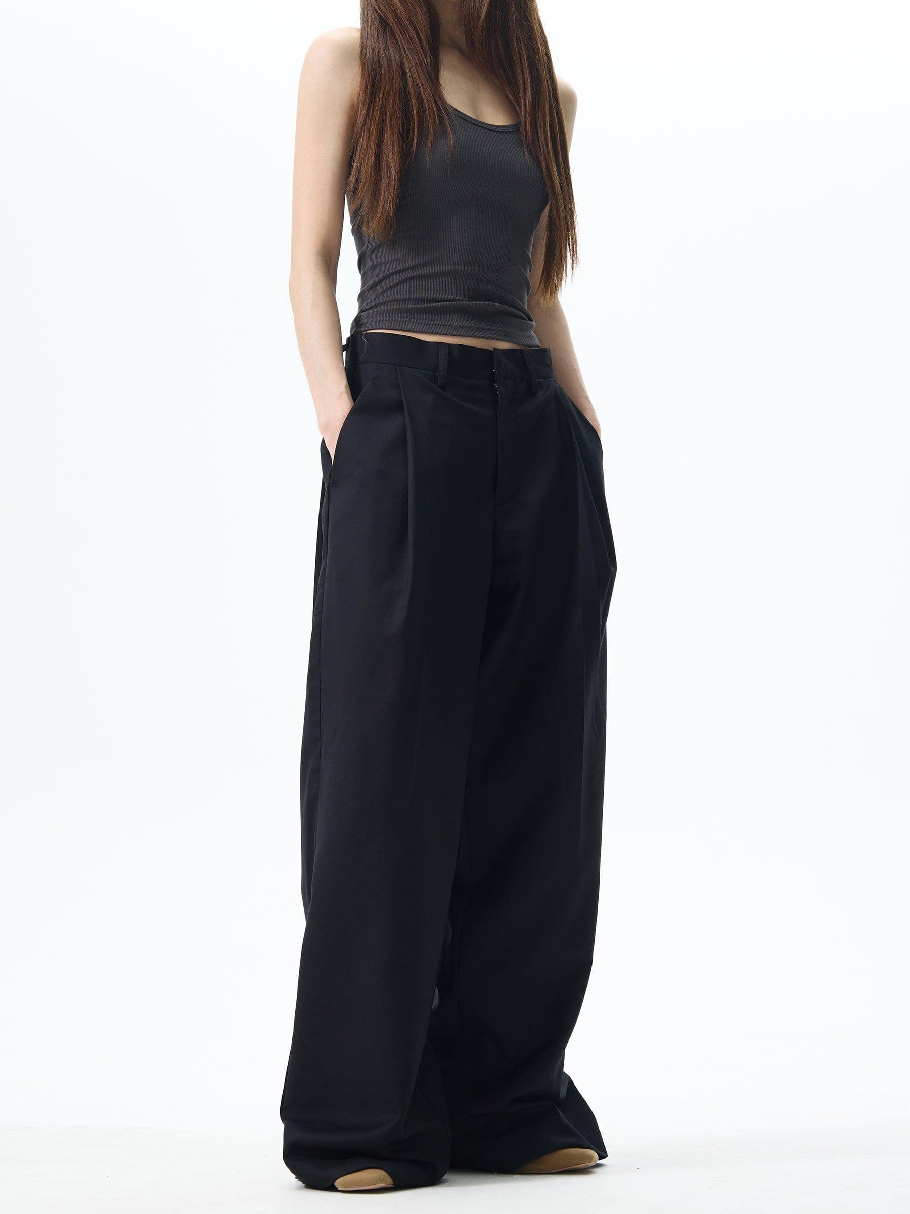 RT No. 12625 PLEATED WIDE STRAIGHT PANTS Product Image