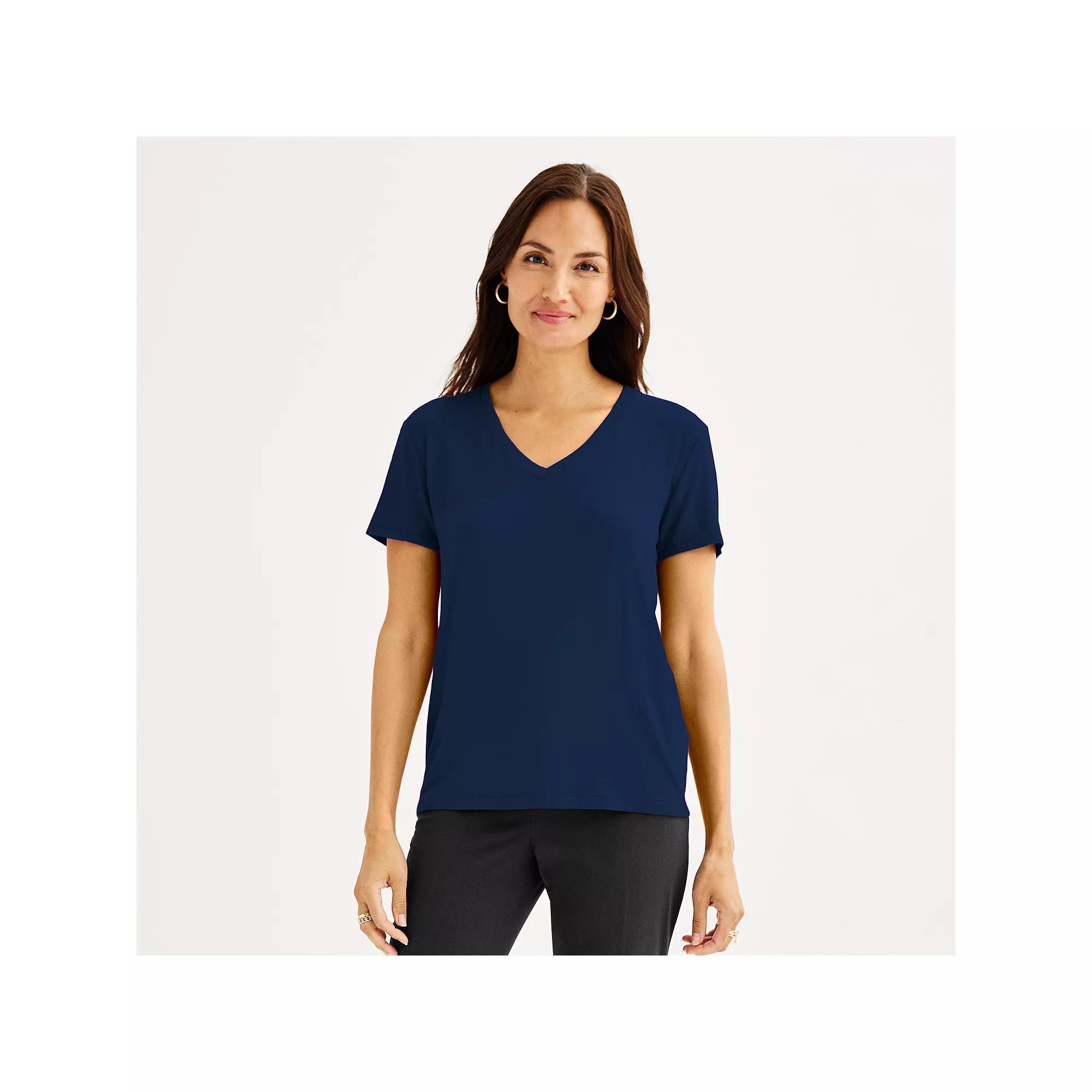 Women's Nine West Essential V-Neck T-Shirt, Size: XS, Captain Product Image